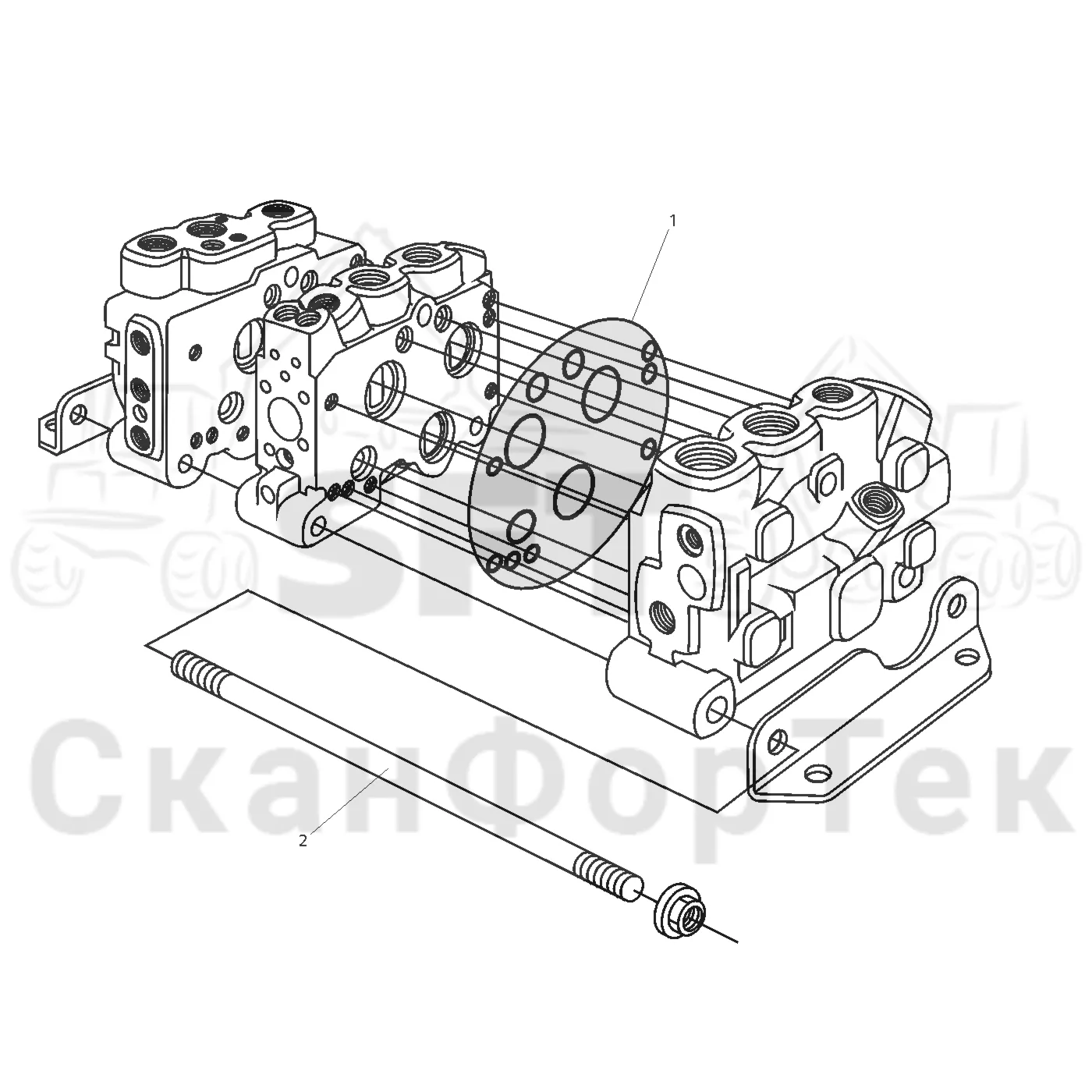 Схема: Valmet / Форвардер / Valmet 840.4 / Valmet 840.4 / Каталог запасных частей / Гидравлика / Узел клапана / Прокладки секции