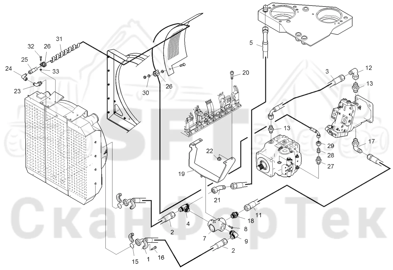 Схема: Valmet / Форвардер / Valmet 840TX / Valmet 840TX / Каталог запасных частей / Гидравлика / Система охлаждения масла / Охлаждение смазочного масла для гидравлических систем