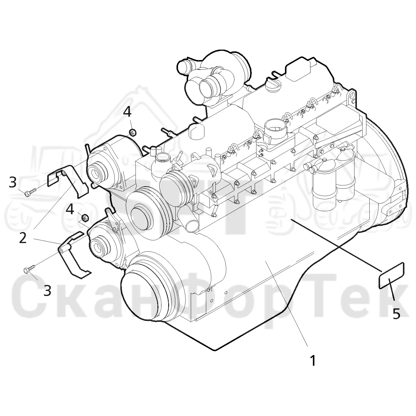Схема: Valmet / Форвардер / Valmet 840.3 / Valmet 840.3 Ch. 311174- / Valmet 840.3 Ch. 311174- / Каталог запасных частей / Двигатель / Двигатель 312060- / Установка двигателя / Двигатель