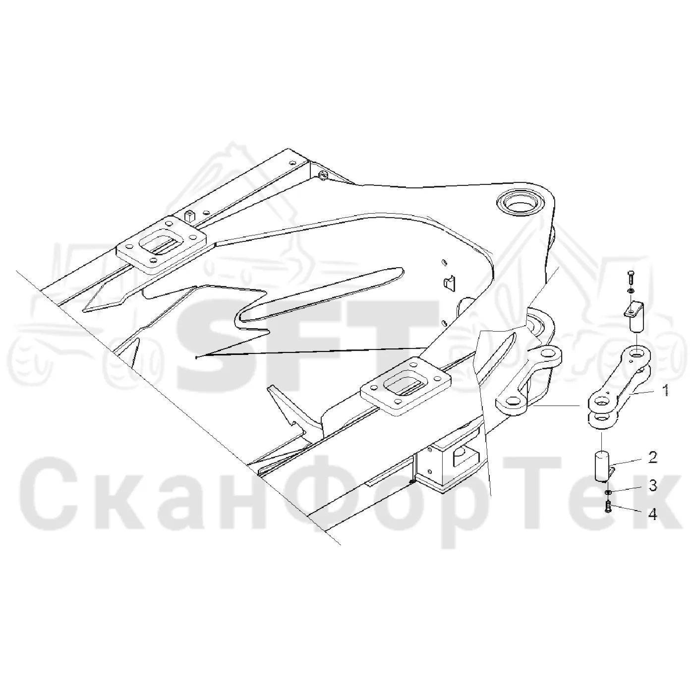 Схема: Komatsu / Форвардер / 855 / Каталог запасных частей / шасси / Сочленение / Фиксатор сочленения