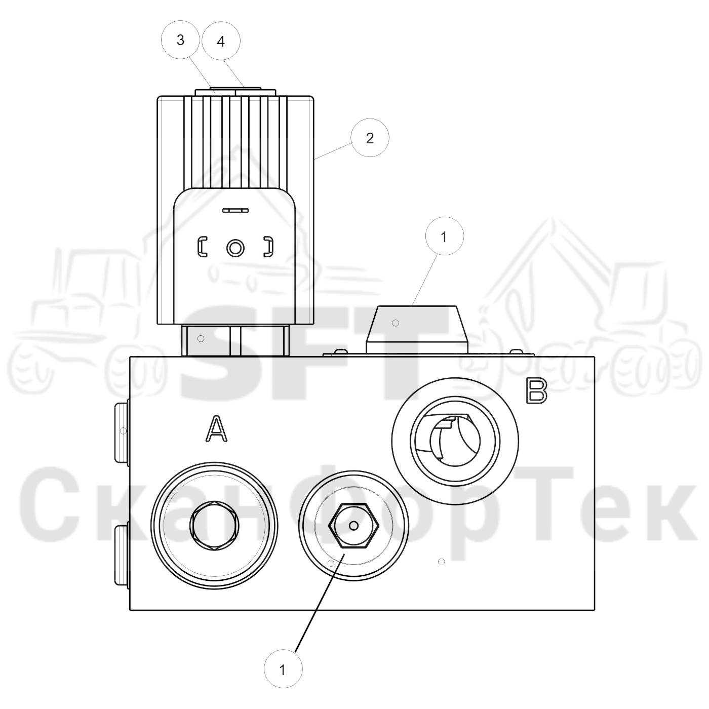 Схема: Komatsu / Форвардер / 840.4 / Каталог запасных частей / шасси / Стабилизация / Стабилизация / Стабилизация клапана