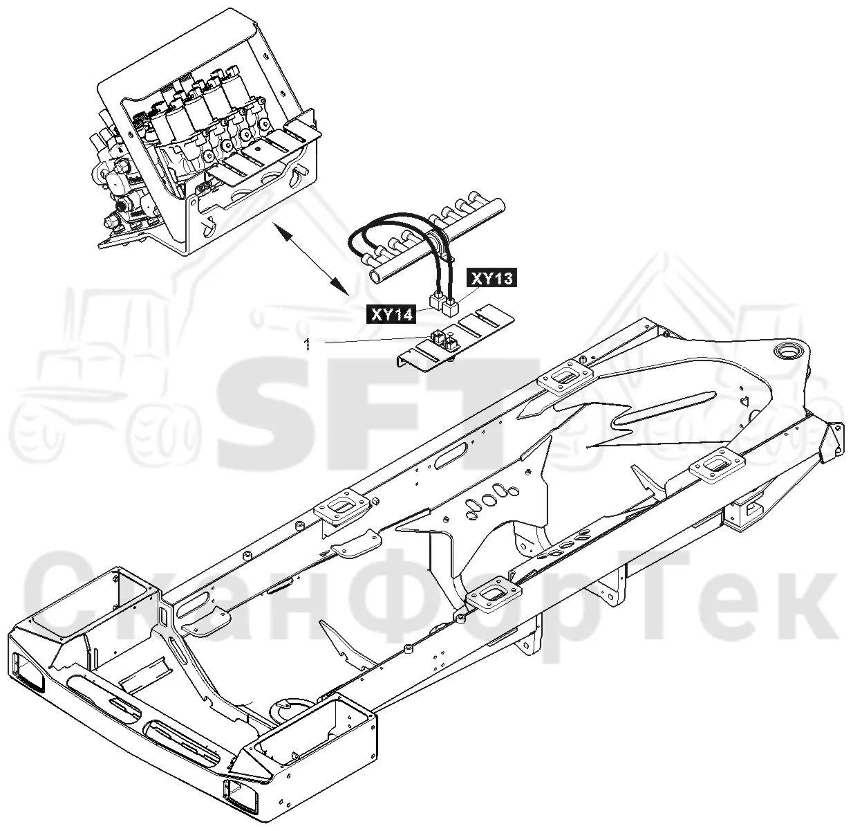 Схема: Komatsu / Форвардер / 855 S/N 8550022010- / Каталог запасных частей / шасси / Зона погрузки / Комплект электрооборудования