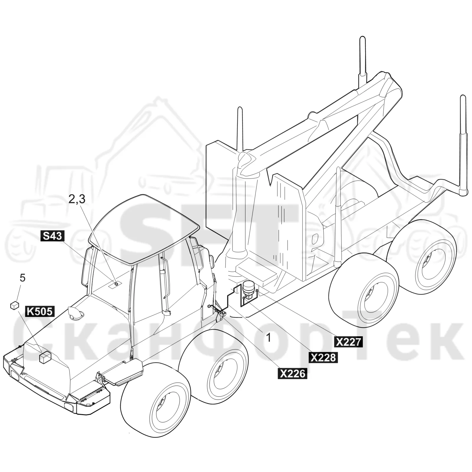 Схема: Komatsu / Форвардер / 855 / Каталог запасных частей / шасси / Смазка / Комплект электрооборудования