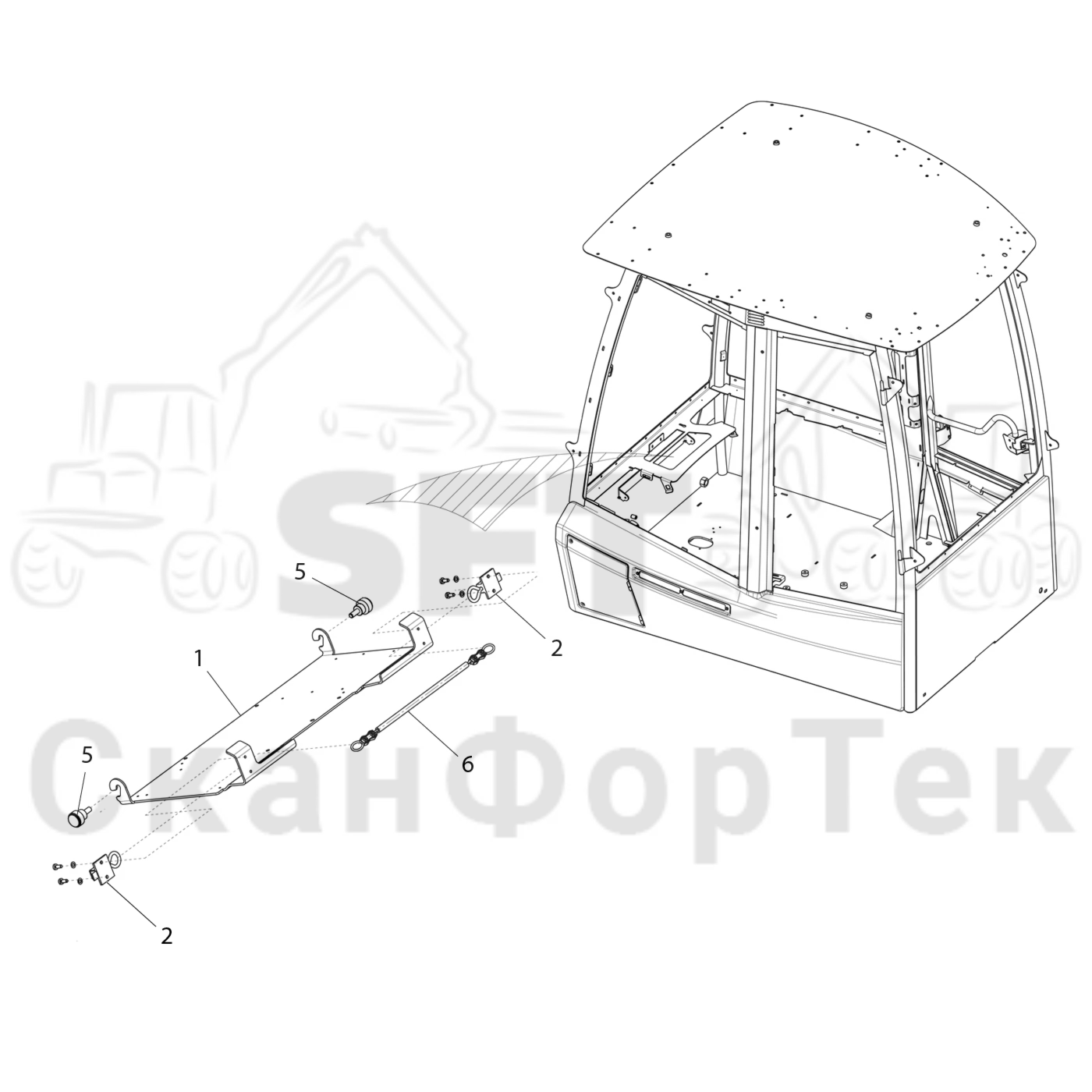 Схема: Komatsu / Форвардер / 855 / Каталог запасных частей / Кабина / Салон / Пластина