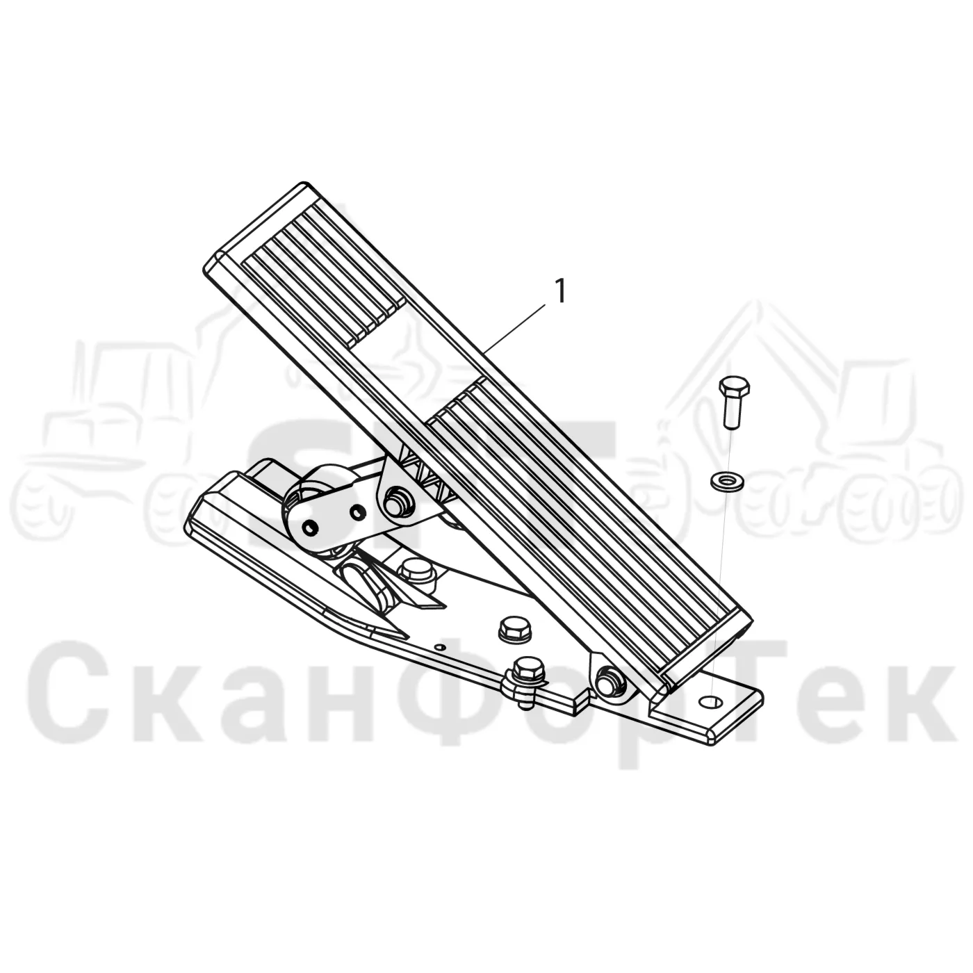 Схема: Komatsu / Лесозаготовительные машины / 901.4 / Каталог запасных частей / Кабина / Салон / Педаль