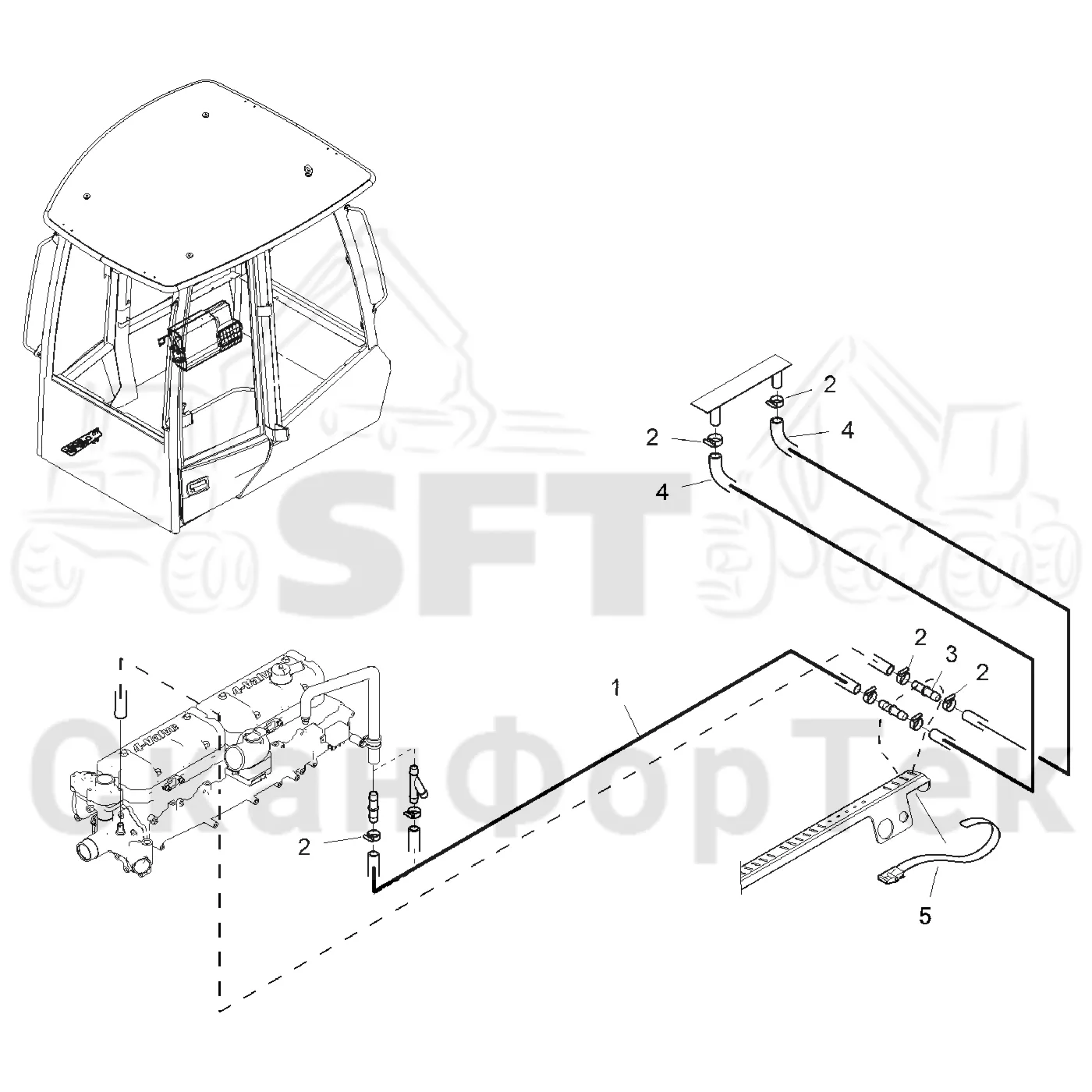 Схема: Komatsu / Форвардер / 895 S/N 8950011010- / Каталог запасных частей / Кабина / Система обогрева и охлаждения / Без обогревателя