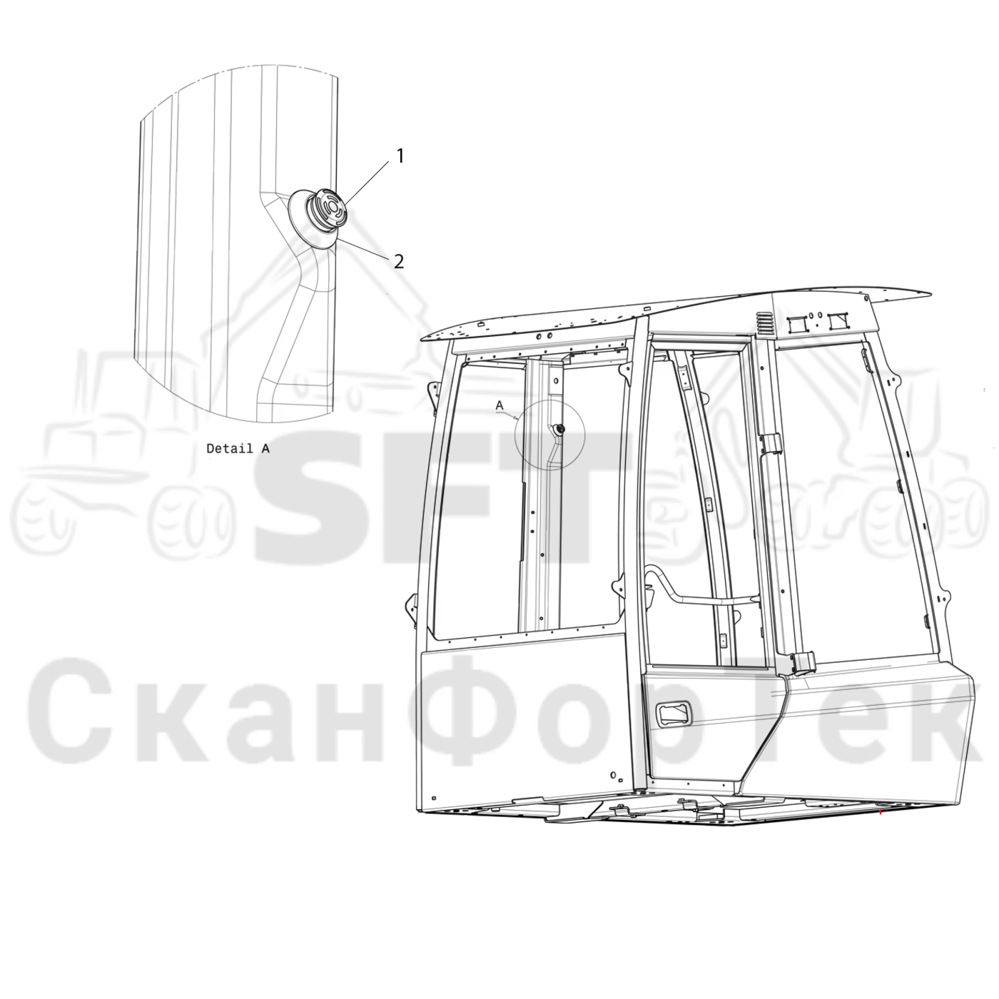 Схема: Komatsu / Форвардер / 835 / Каталог запасных частей / Кабина / Электрический / Выключатель