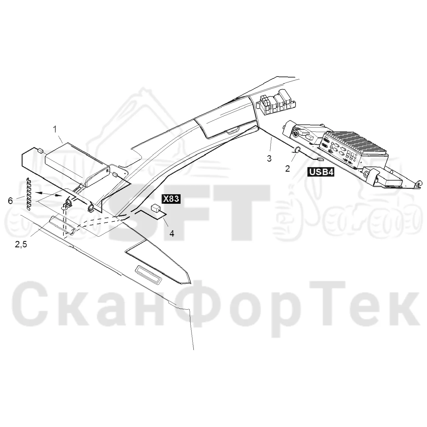 Схема: Komatsu / Форвардер / 895 / Каталог запасных частей / Система управления / Принтеры / Электрооборудование, принтер