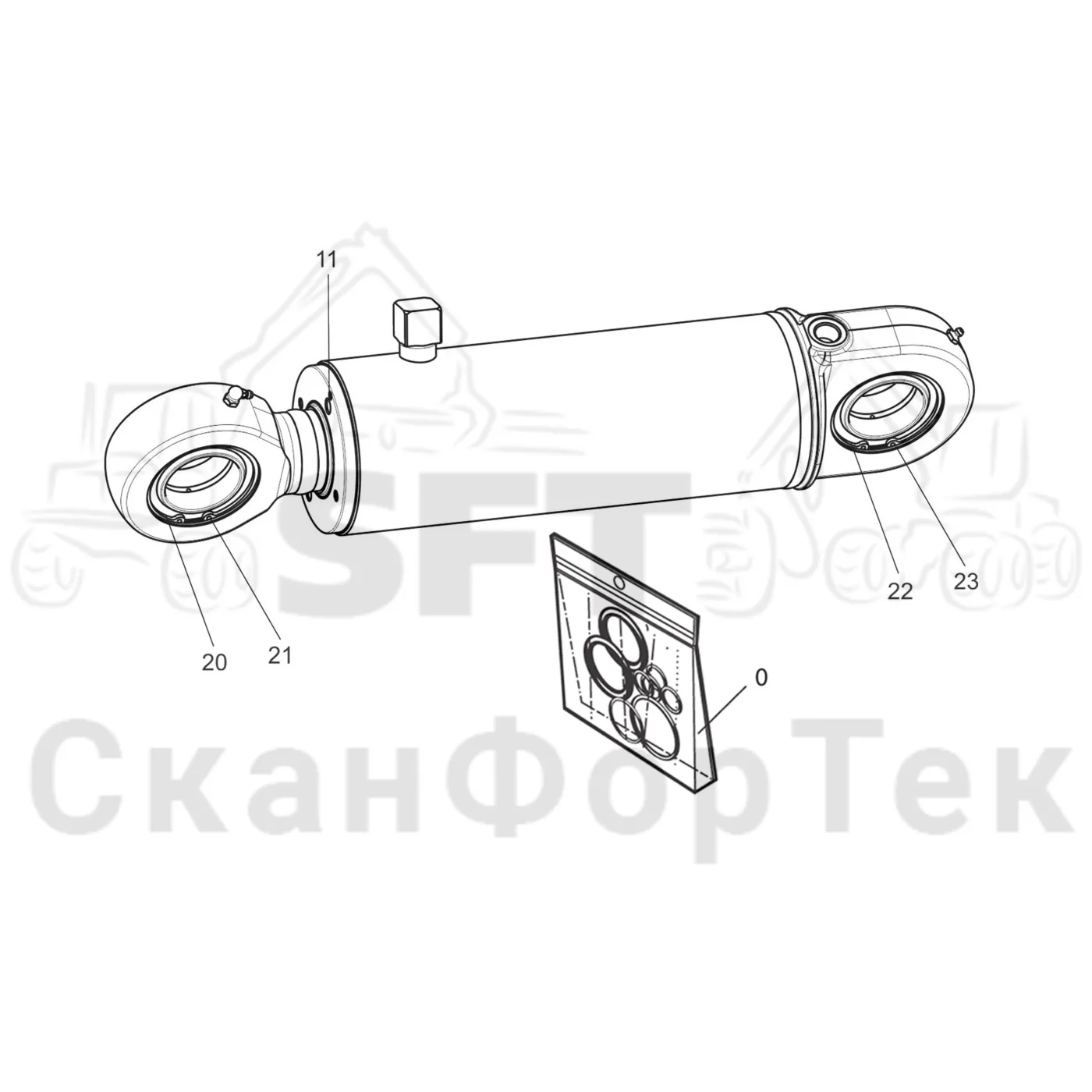 Схема: Valmet / Форвардер / Valmet 860.4 / Valmet 860.4 / Каталог запасных частей / Подъемный кран / Подъемный кран / Valmet CRF 11 Ch. V1001- / Каталог запасных частей / CRF 11 Combi ProTec Tilt 10m / Сборочный комплект / Цилиндр наклона