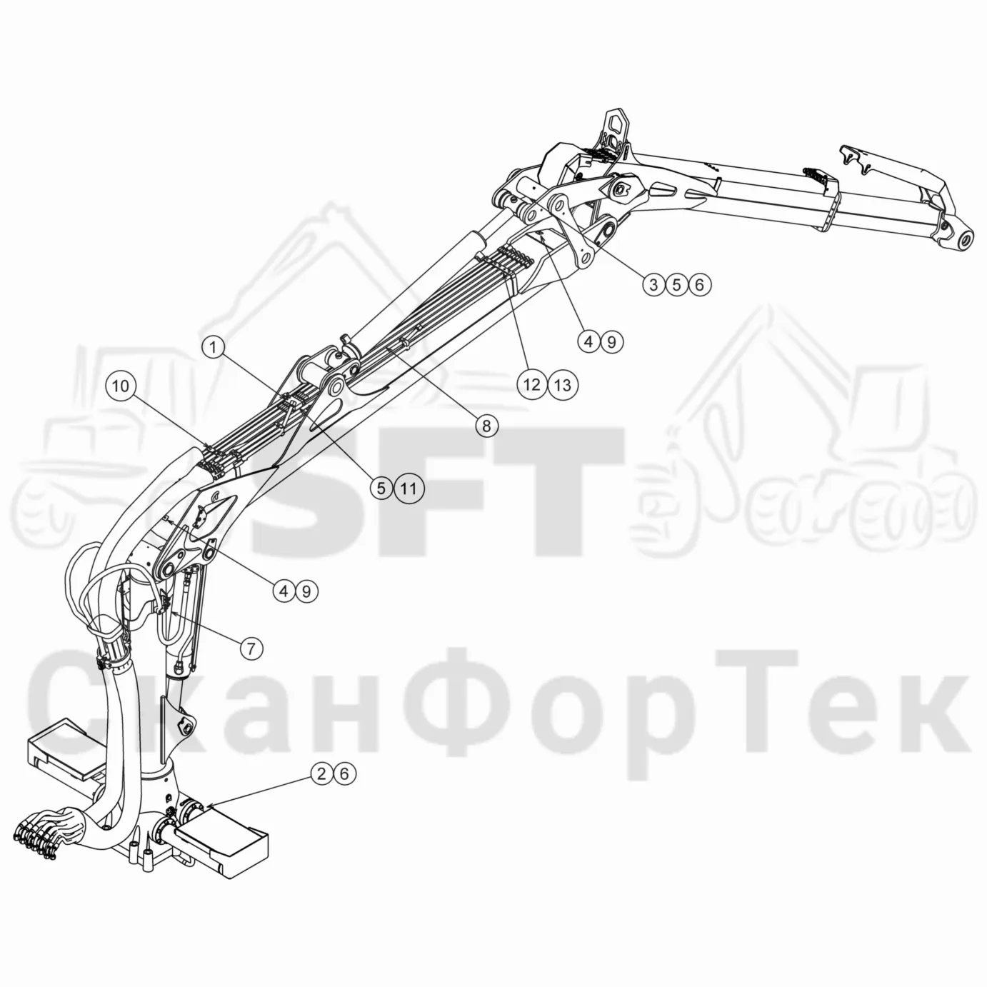 Схема: Valmet / Форвардер / Valmet 860.4 / Valmet 860.4 / Каталог запасных частей / Подъемный кран / Подъемный кран / Valmet CRF 11 Ch. V1001- / Каталог запасных частей / CRF 11 Combi ProTec / CRF 11 Combi ProTec / Центральная смазка