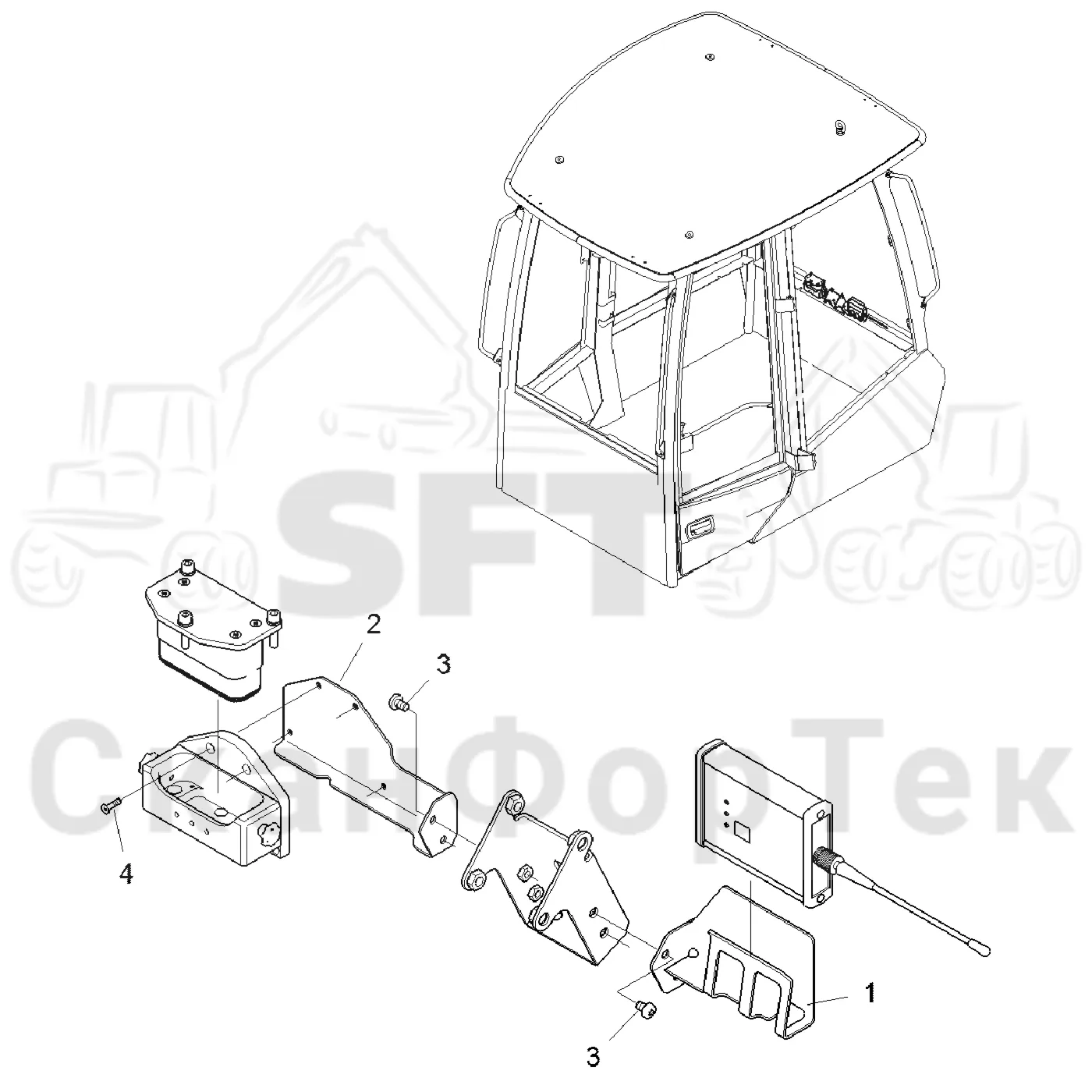 Схема: Komatsu / Форвардер / 855.1 / 855.1 / Каталог запасных частей / Подъемный кран / Подъемный кран Взвешивающее устройство / Сборочный комплект