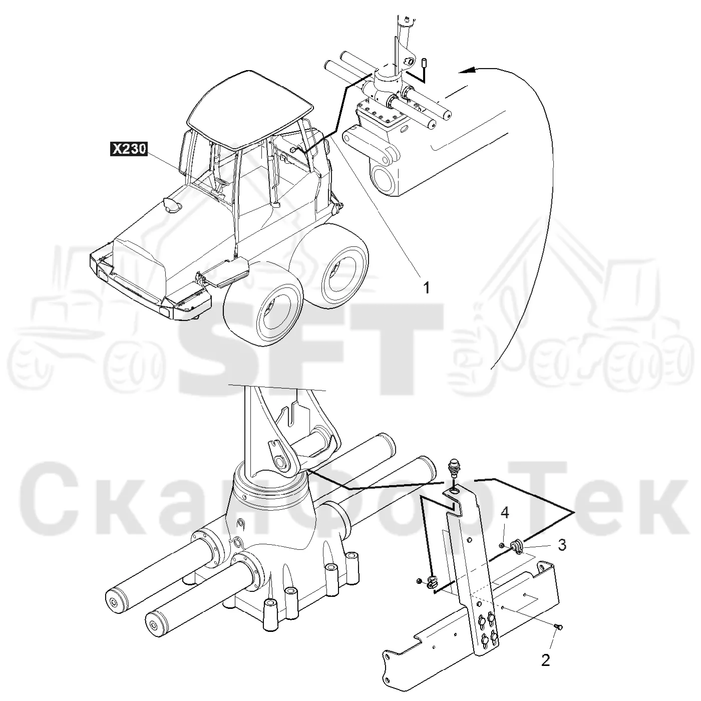 Схема: Komatsu / Форвардер / 855 / Каталог запасных частей / Подъемный кран / Подъемный кран Взвешивающее устройство / Комплект электрооборудования