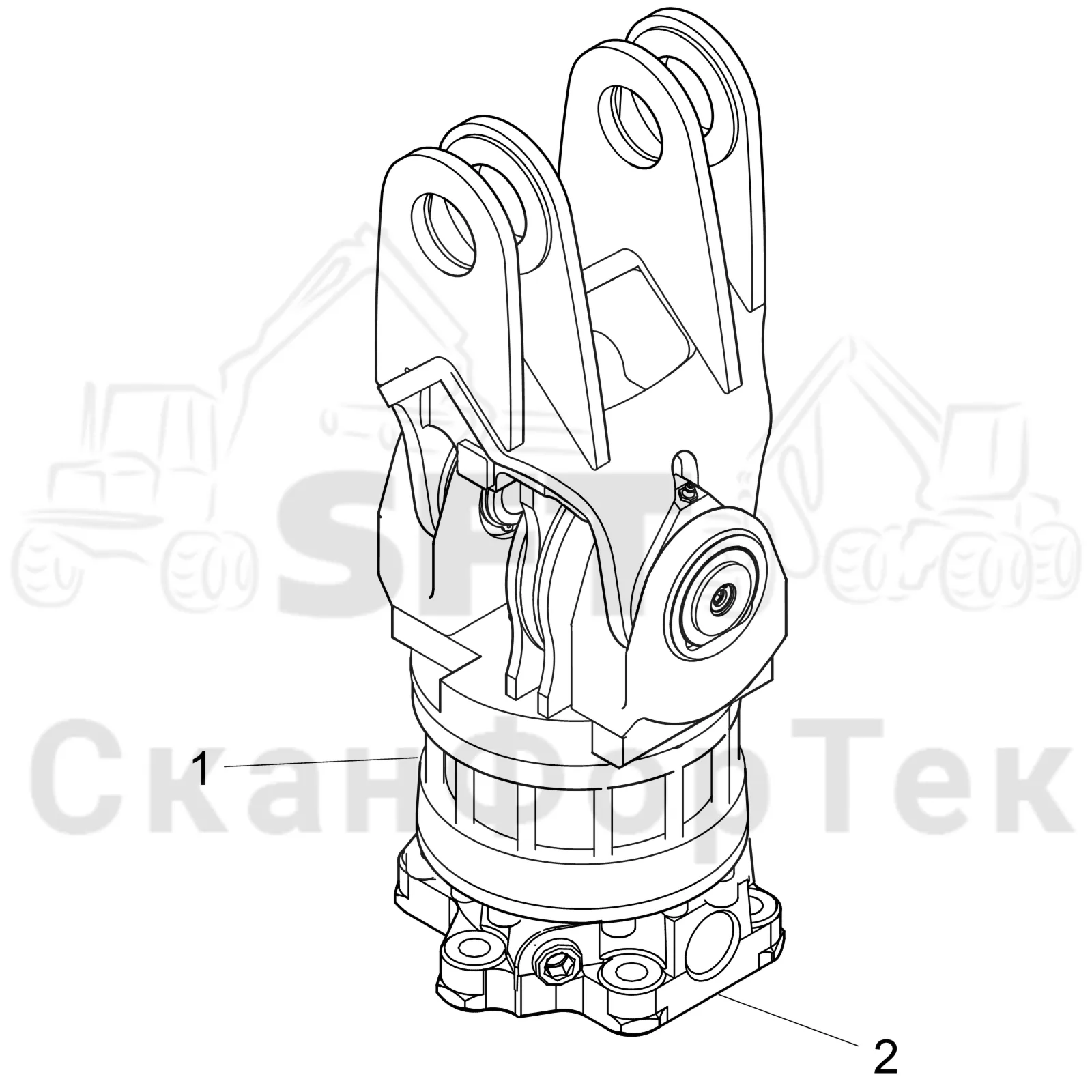 Схема: Komatsu / Форвардер / 855 S/N 8550022010- / Каталог запасных частей / Оборудование захвата / Поворотные устройства и звенья / Поворотное устройство G 121 Protec 2 торможение