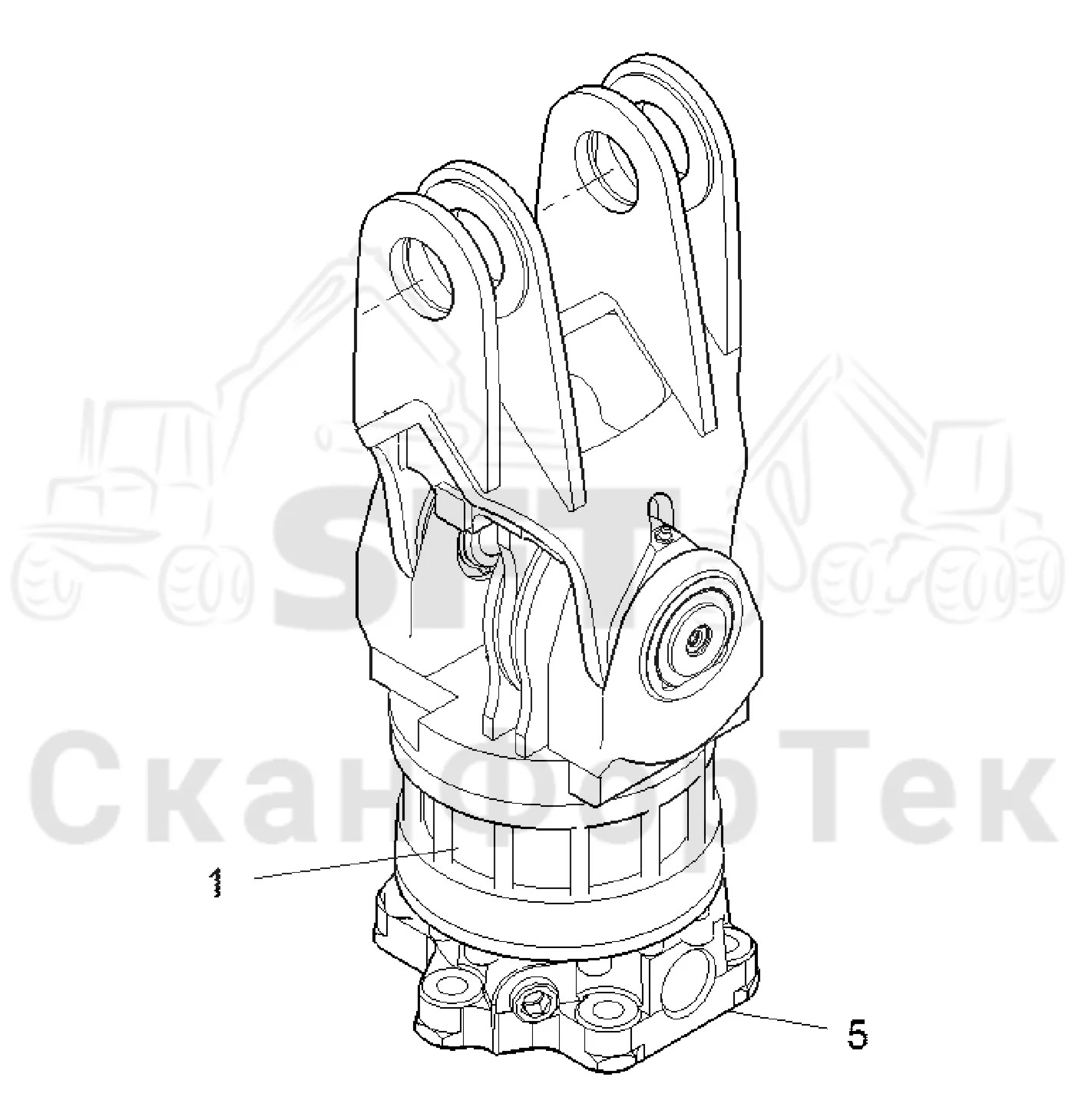 Схема: Komatsu / Форвардер / 855 S/N 8550022010- / Каталог запасных частей / Оборудование захвата / Поворотные устройства и звенья / Поворотное устройство G 141 Protec 2 торможение