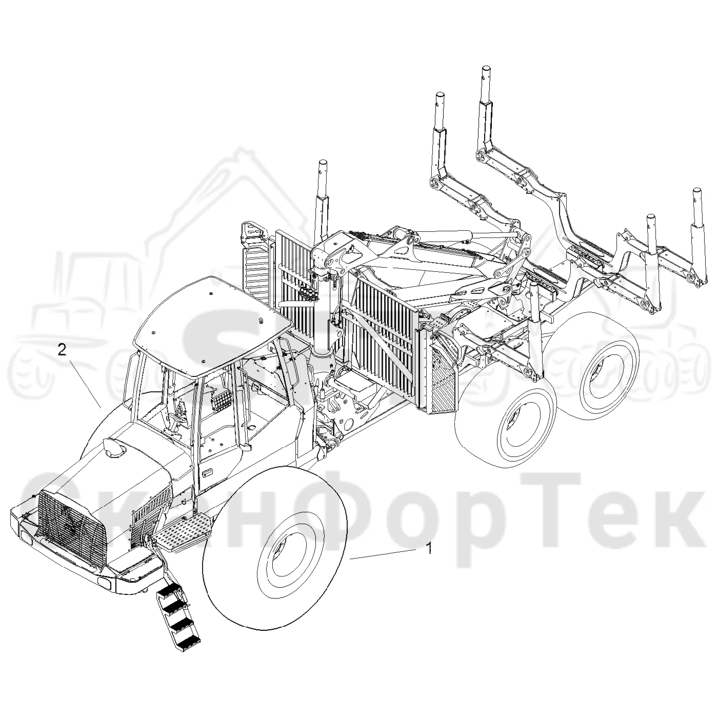 Схема: Komatsu / Форвардер / 855 / Каталог запасных частей / Коробка передач / Оборудование шин / колесо Trelleborg / Trelleborg 710/55-34 161 A8 T422 SB FS