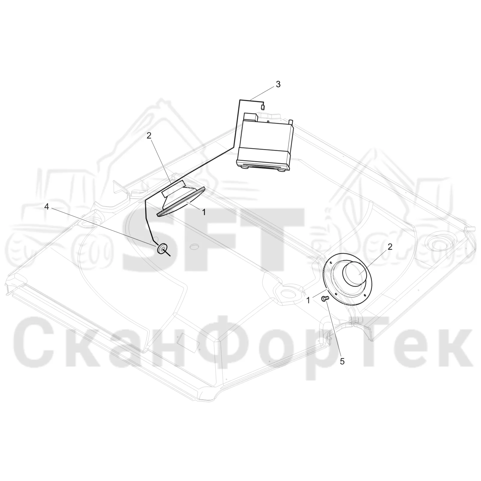 Схема: Komatsu / Форвардер / 845 / Каталог запасных частей / Кабина / Комплект радиоприемника / Комплект радиоприемника 8450000961-