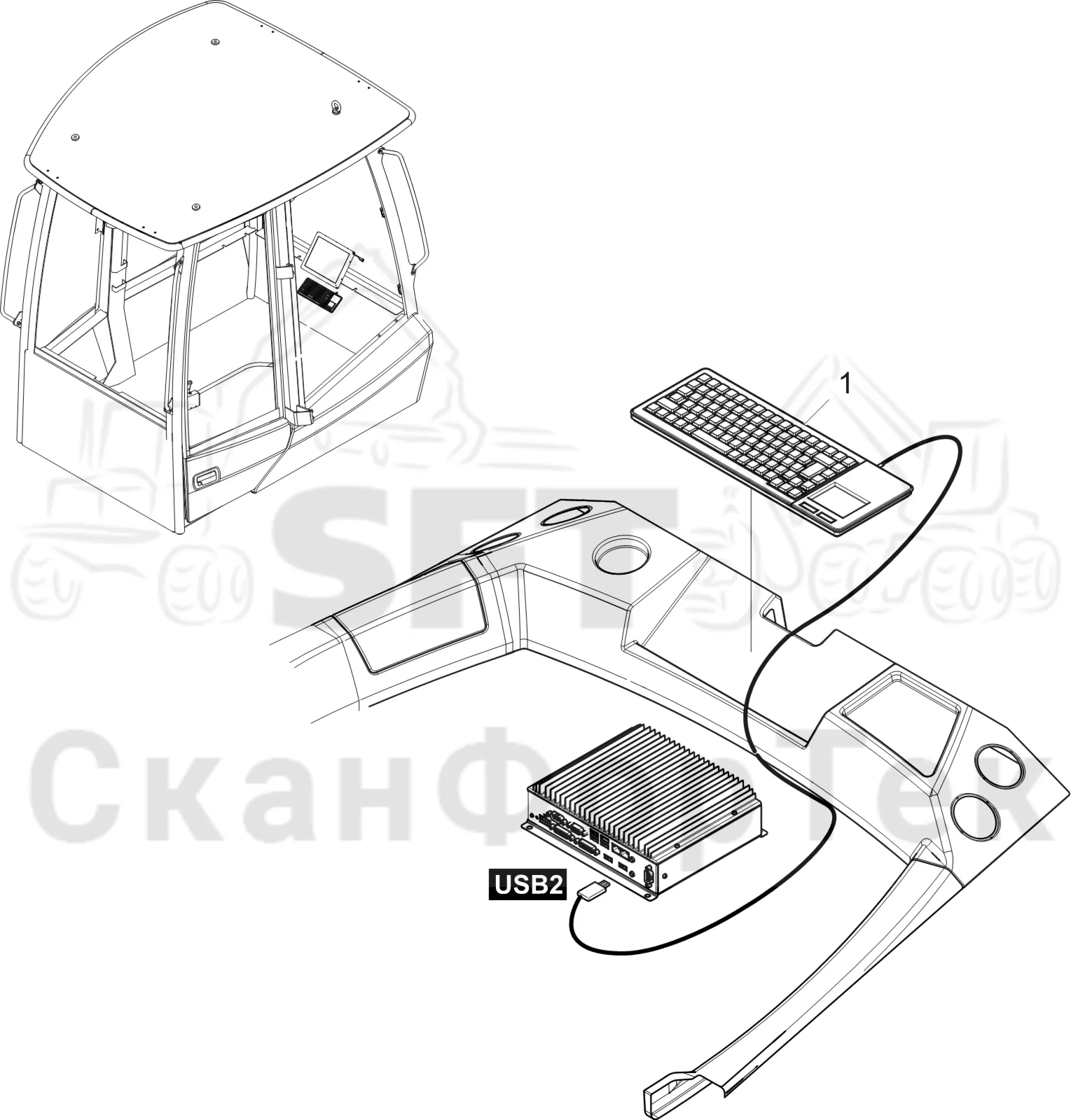 Схема: Komatsu / Форвардер / 895 S/N 8950011010- / Каталог запасных частей / Система управления / Компьютеры / Клавиатура