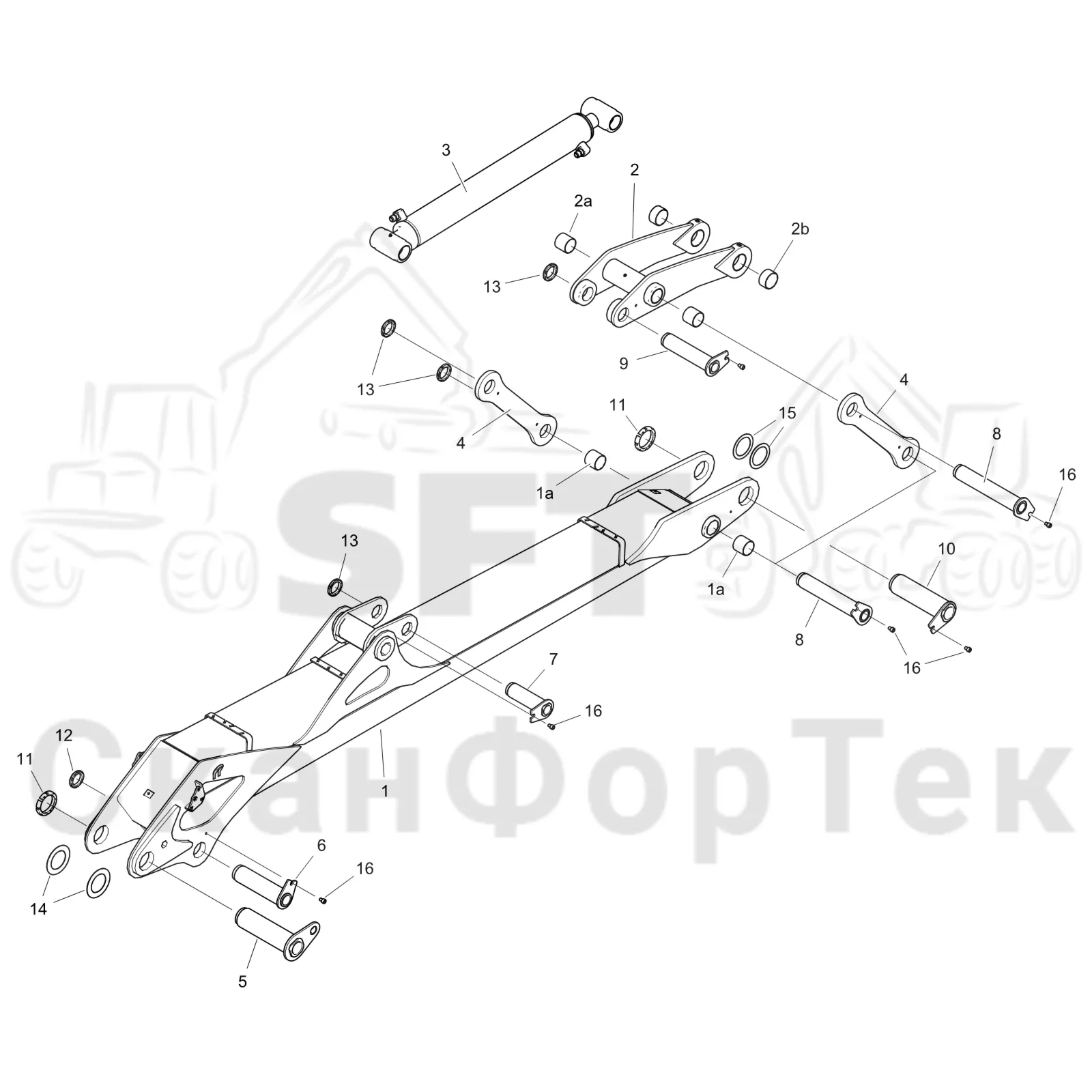 Схема: Komatsu / Форвардер / 865 / Каталог запасных частей / Подъемный кран / Основная стрела / Основная стрела 8650001451-