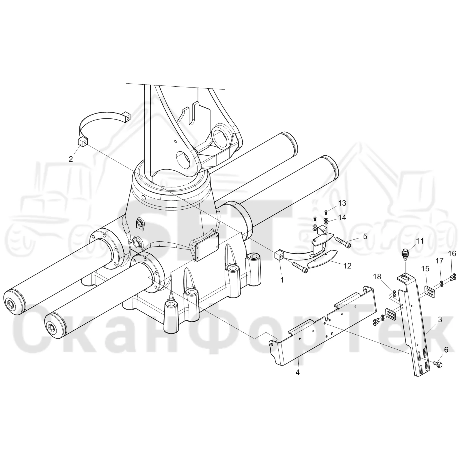 Схема: Komatsu / Форвардер / 855.1 / 855.1 / Каталог запасных частей / Подъемный кран / Подъемный кран Взвешивающее устройство / Датчик 8550011258-