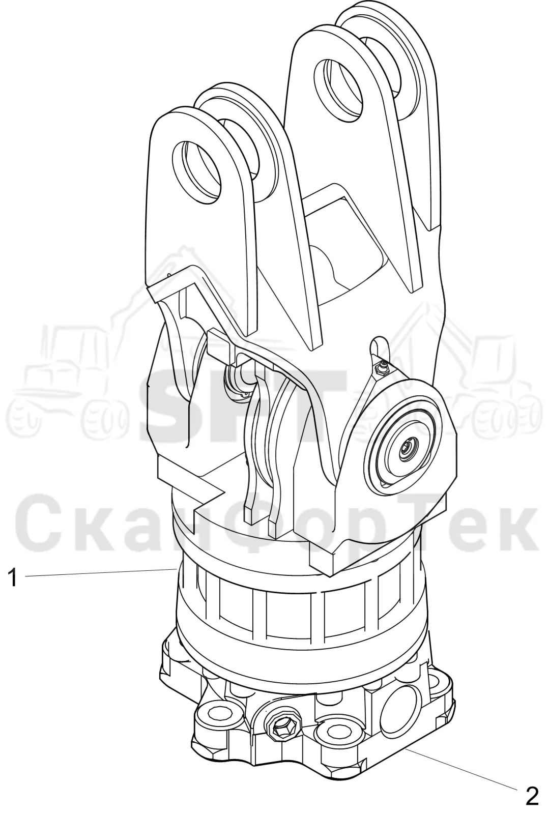 Схема: Komatsu / Форвардер / 895 S/N 8950011010- / Каталог запасных частей / Оборудование захвата / Поворотные устройства и звенья / Поворотное устройство G 121 AZ1 торможение