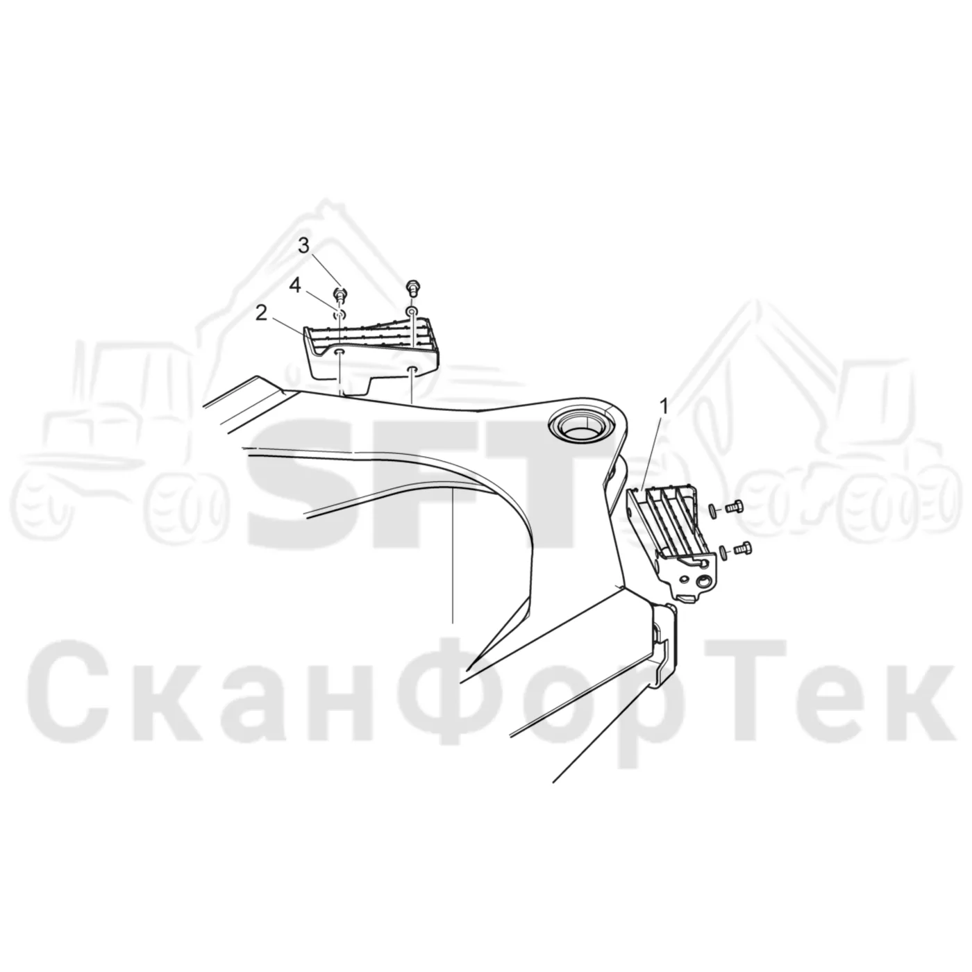 Схема: Komatsu / Форвардер / 895 / Каталог запасных частей / шасси / Ступени, лестницы и платформы / Ступень