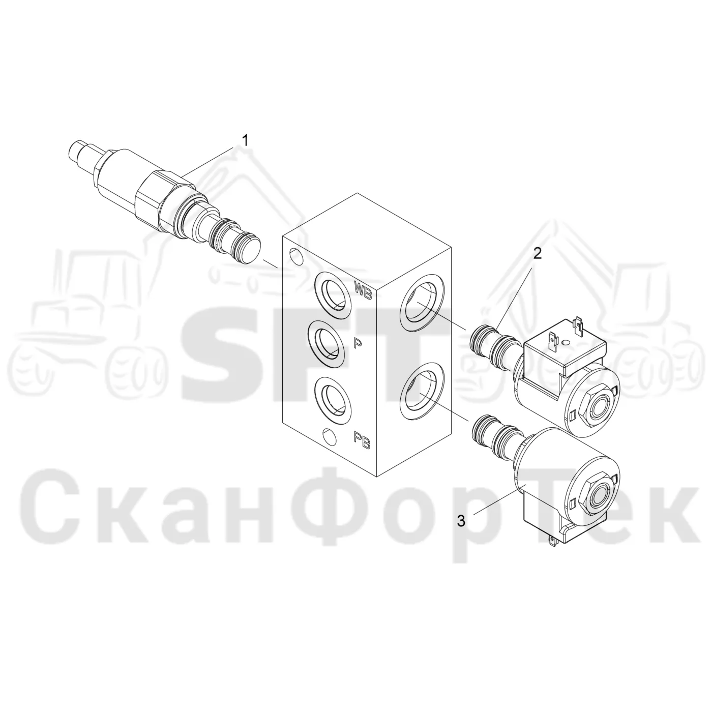Схема: Komatsu / Форвардер / 895 S/N 8950011010- / Каталог запасных частей / Тормоза / Тормоза на 8 колес / Тормозная система / Тормозной клапан