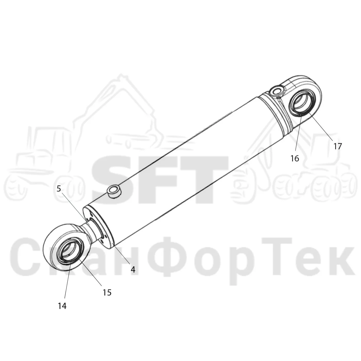 Схема: Komatsu / Форвардер / 895 / Каталог запасных частей / Рулевое управление / Рулевое управление без системы orbitrol 8950000144- / Запасные части цилиндра