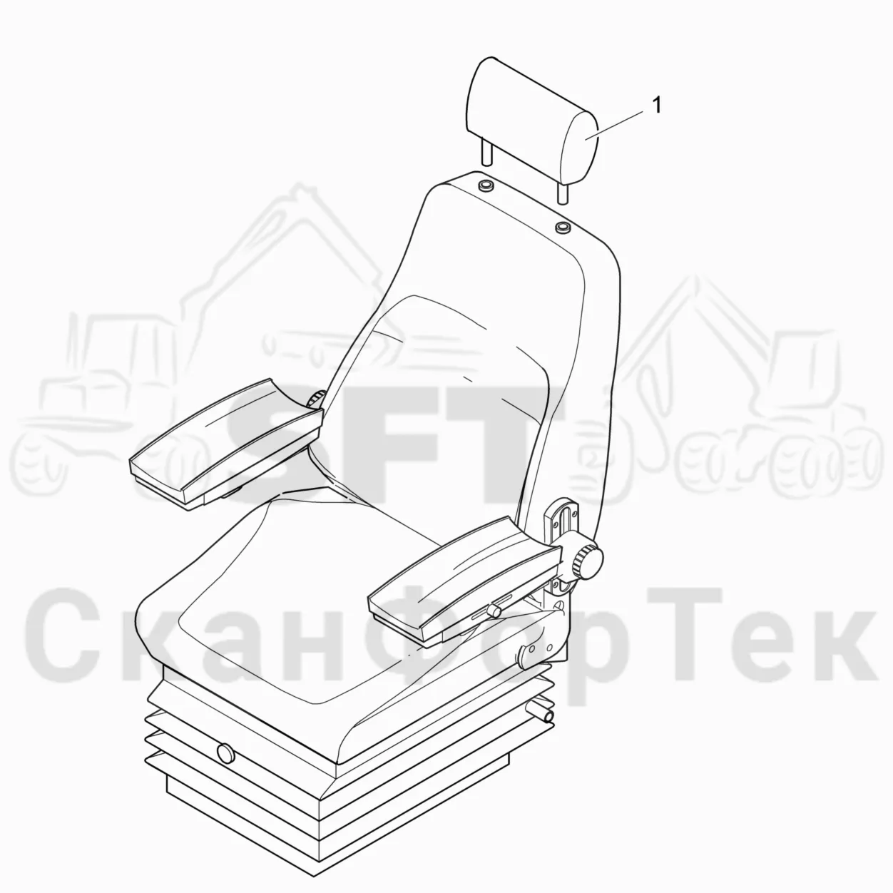 Схема: Valmet / Лесозаготовительные машины / Valmet 941 / Valmet 941 Ch 12071- / Valmet 941 Ch 12071- / Каталог запасных частей / Кабина / Сиденья / Подголовник