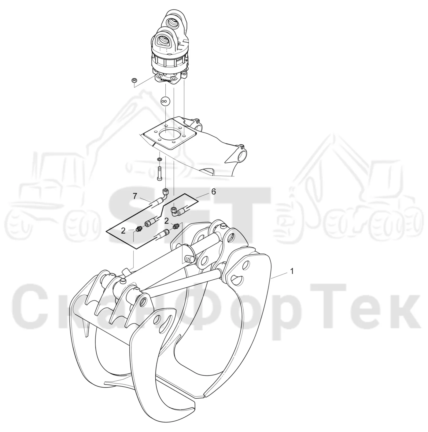 Схема: Komatsu / Форвардер / 895 S/N 8950011010- / Каталог запасных частей / Оборудование захвата / Захват / Захват G 40