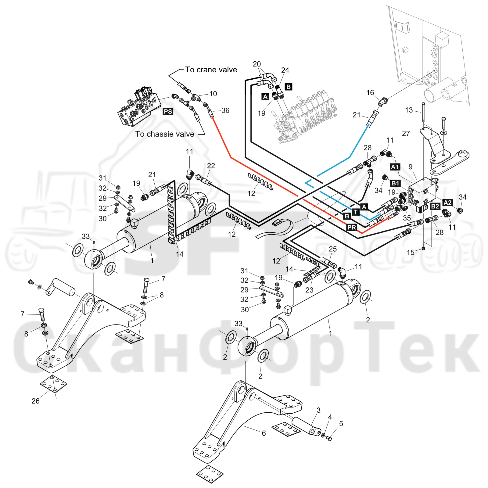 Схема: Komatsu / Форвардер / 835 / Каталог запасных частей / шасси / Подъемник каретки / Подъемник каретки  8350000251-