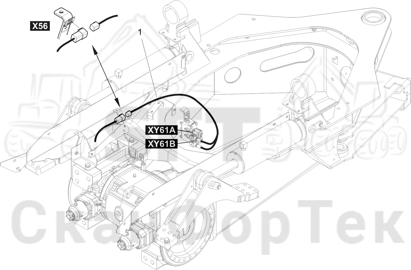 Схема: Komatsu / Форвардер / 835 / Каталог запасных частей / шасси / Подъемник каретки / Комплект электрооборудования