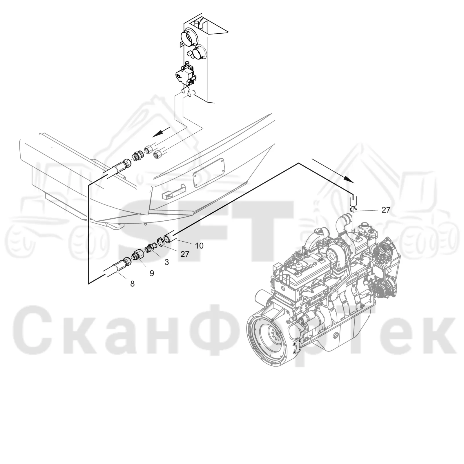 Схема: Komatsu / Лесозаготовительные машины / 931.1 / Каталог запасных частей / Кабина / Система обогрева и охлаждения / Обогревание кабины