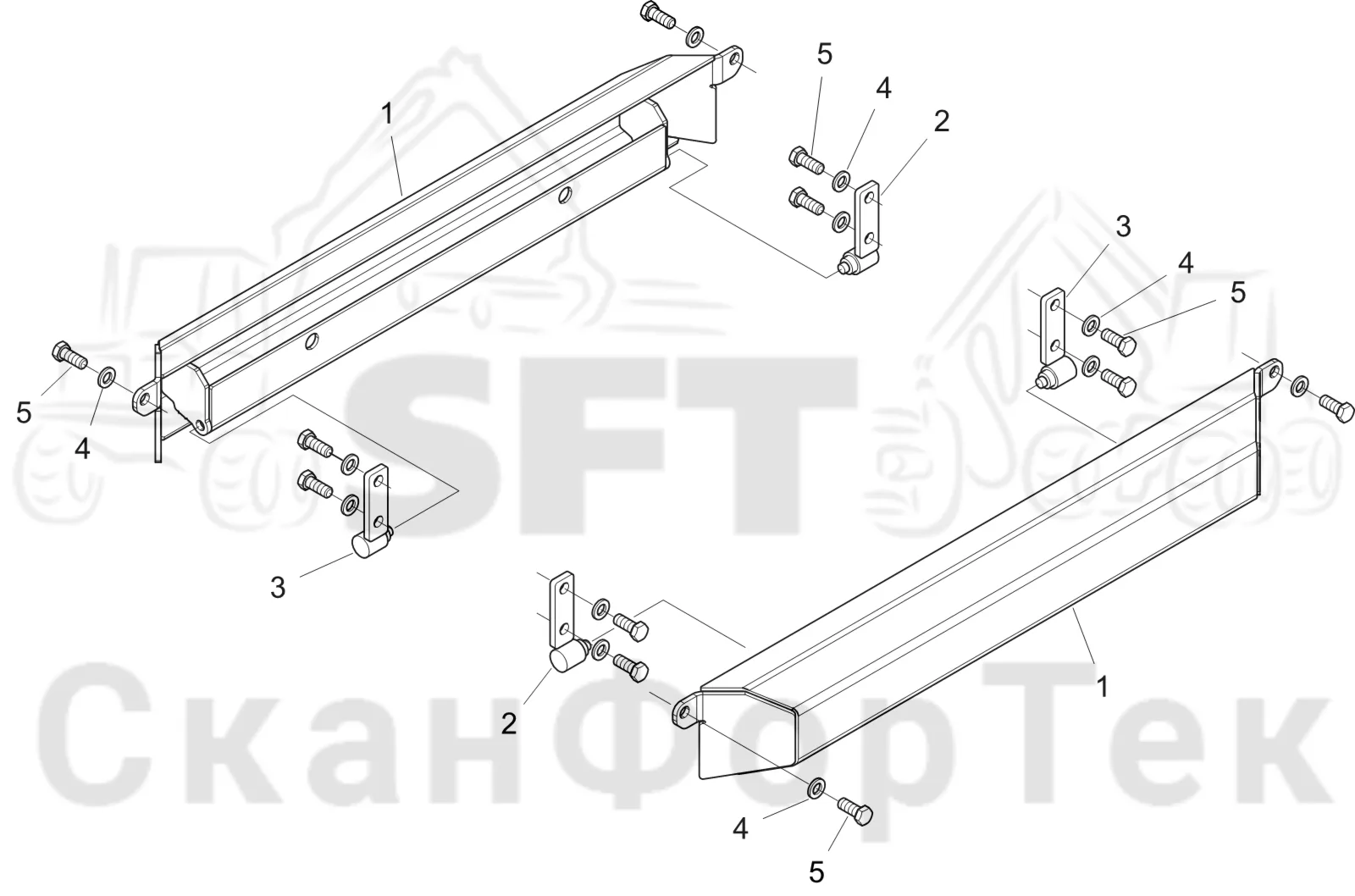 Схема: Komatsu / Форвардер / 835 / Каталог запасных частей / шасси / Инструмент. Корчевка пней / Инструмент. Корчевка пней