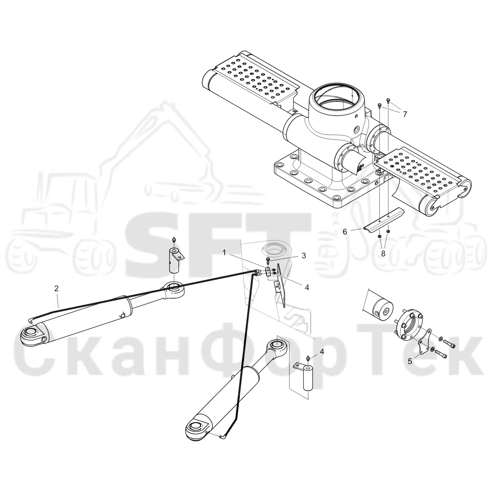Схема: Komatsu / Форвардер / 845 / Каталог запасных частей / шасси / Смазка / Смазка 8450000891-