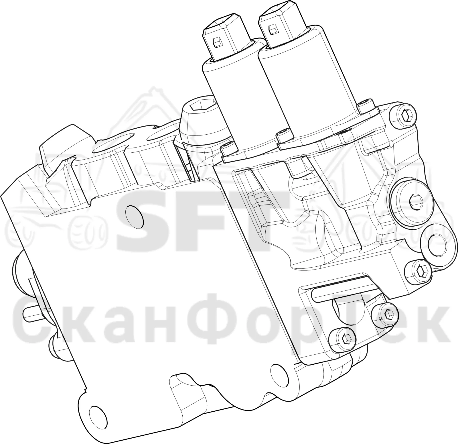 Схема: Komatsu / Форвардер / 875 S/N 8750000010- / Каталог запасных частей / Гидравлика / Клапан шасси / Секция клапана Стойка наклона