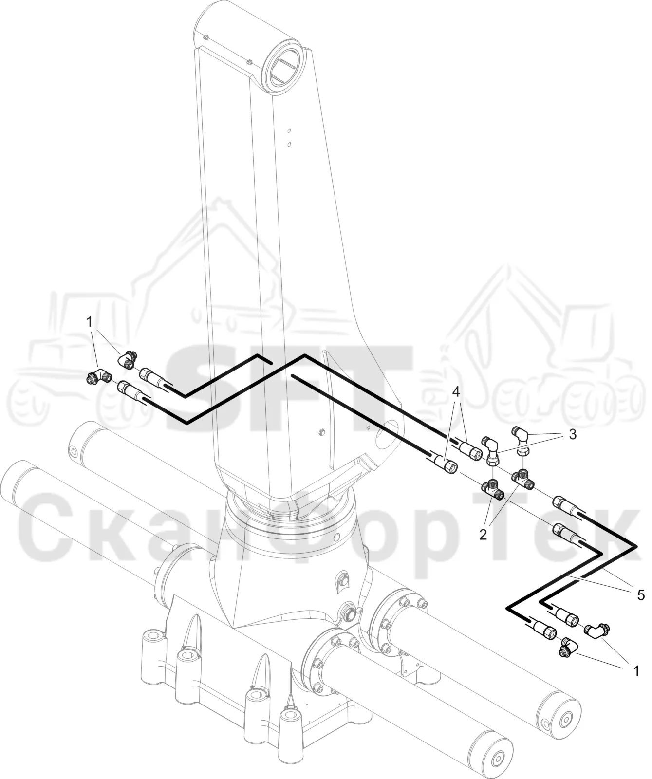 Схема: Komatsu / Форвардер / 855 S/N 8550022010- / Каталог запасных частей / Подъемный кран / Гидропроводка / Гидропроводка