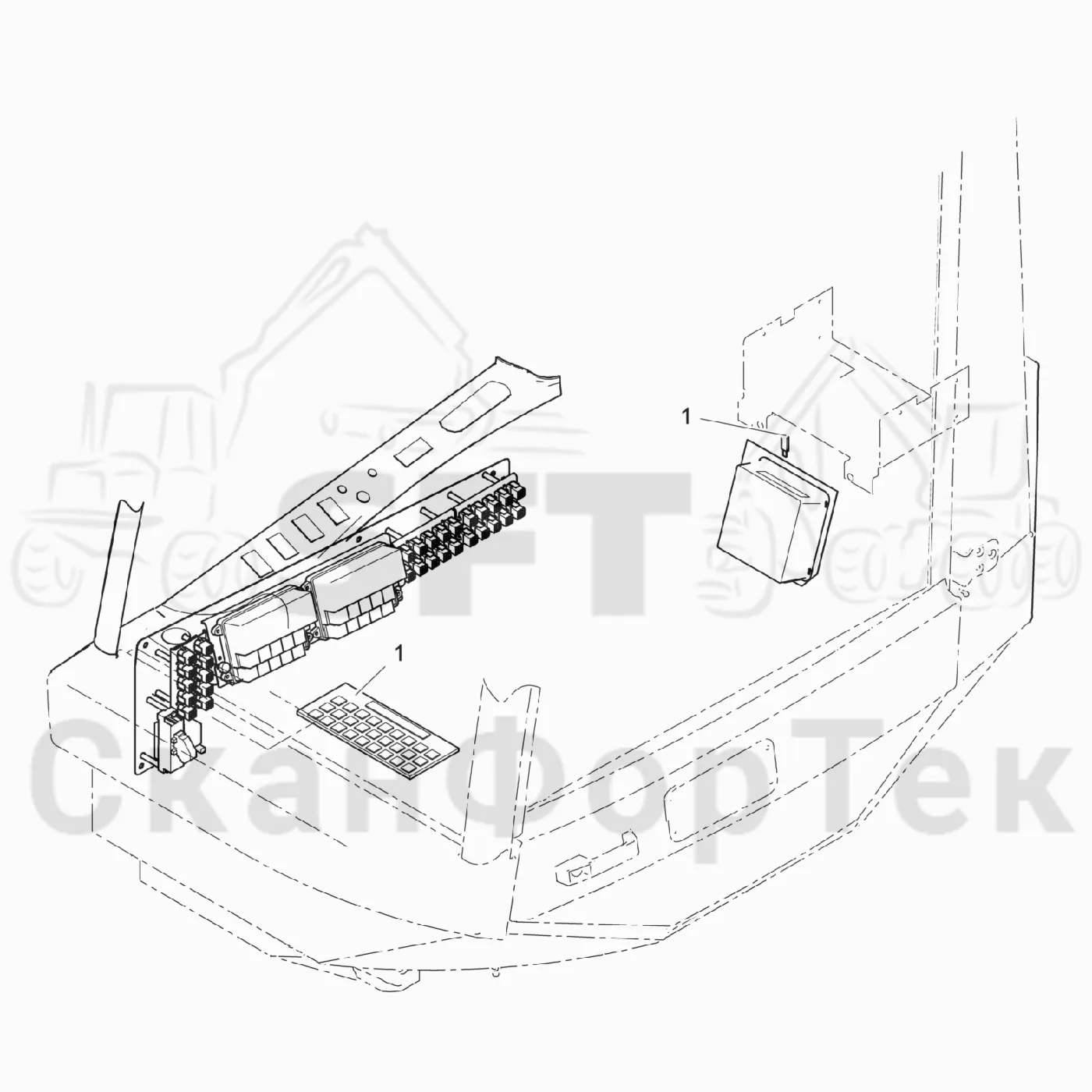 Схема: Komatsu / Лесозаготовительные машины / 901TX / Каталог запасных частей / Система управления / Компьютеры / Клавиатура