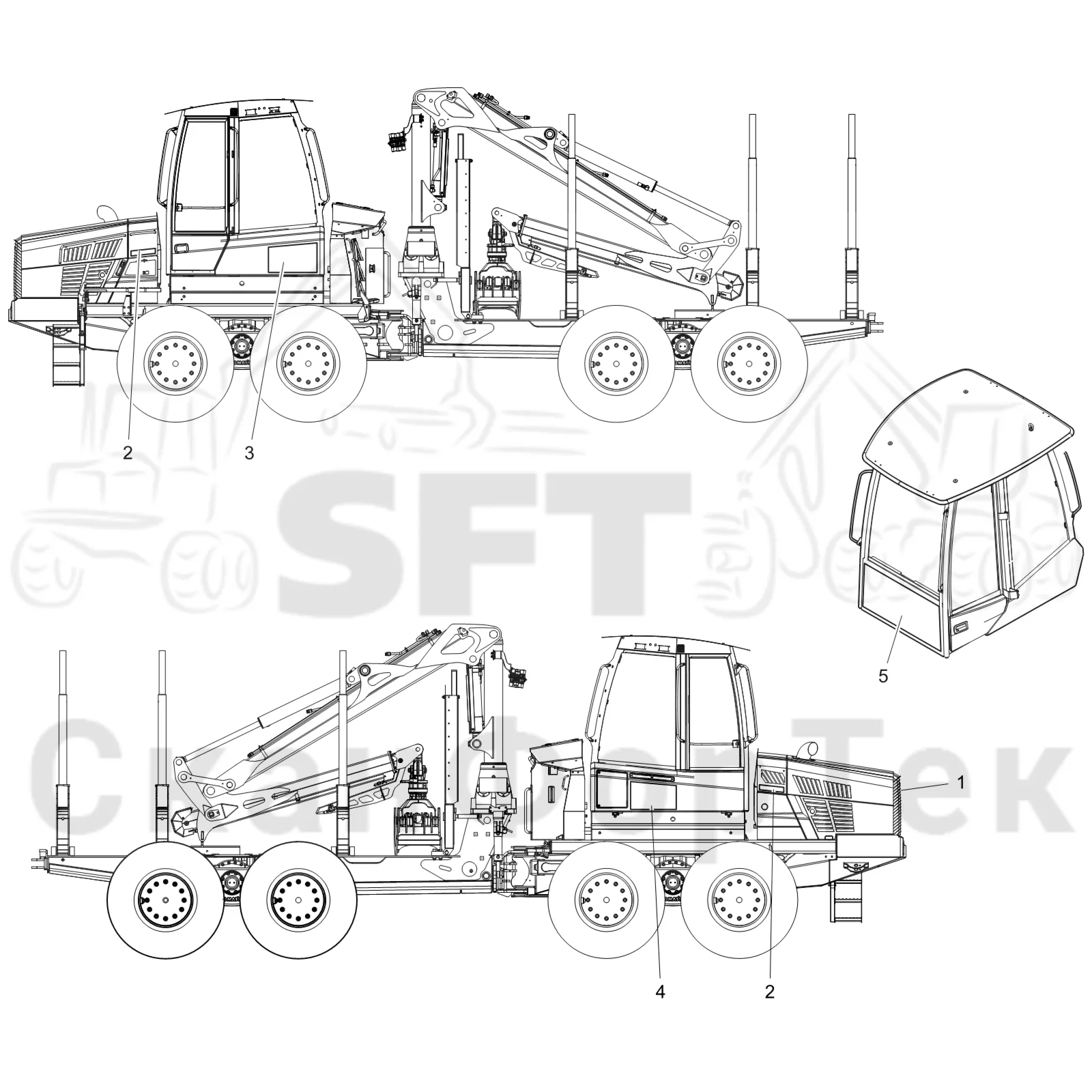 Схема: Komatsu / Форвардер / 855.1 / 855.1 / Каталог запасных частей / Различное оборудование / Бирки
