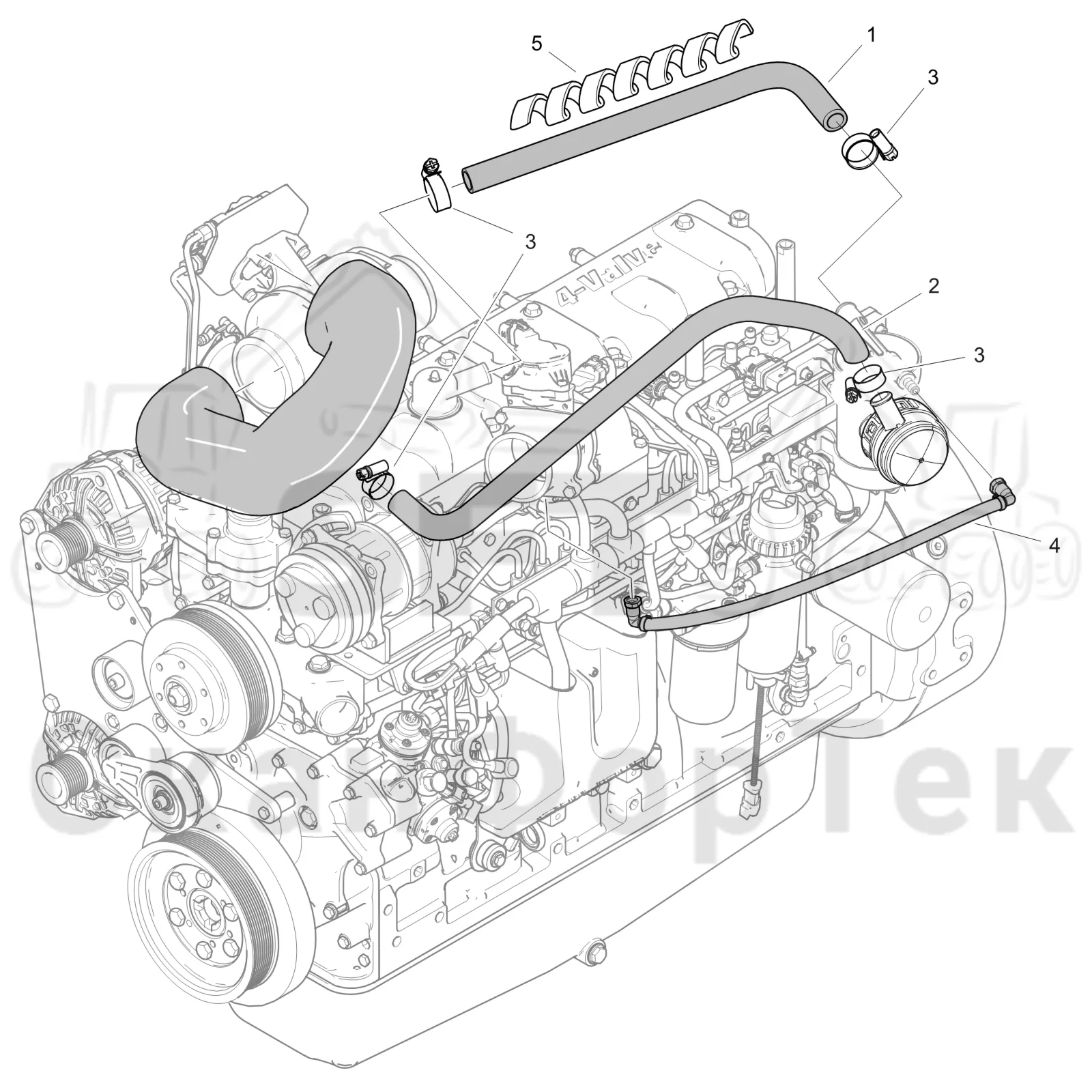 Схема: Komatsu / Форвардер / 895 S/N 8950011010- / Каталог запасных частей / Двигатель / Stage 4 / Блок двигателя / Сапун картера