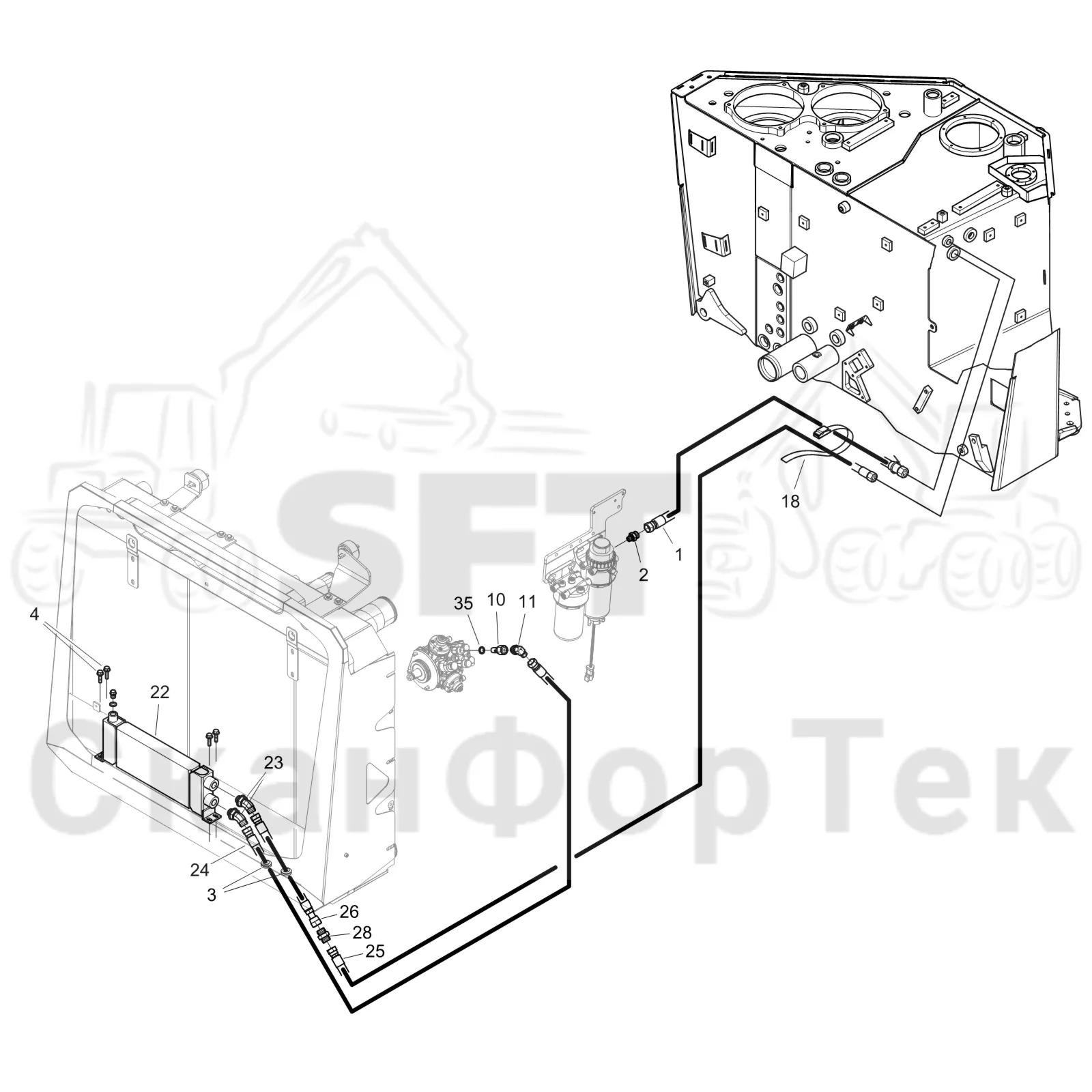 Схема: Komatsu / Форвардер / 855 S/N 8550022010- / Каталог запасных частей / Двигатель / Топливная система / Топливная система
