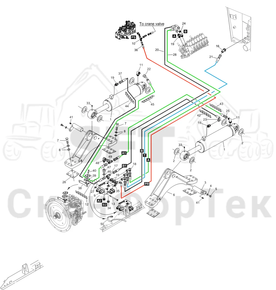 Схема: Komatsu / Форвардер / 855 S/N 8550022010- / Каталог запасных частей / шасси / Подъемник каретки / Подъемник каретки