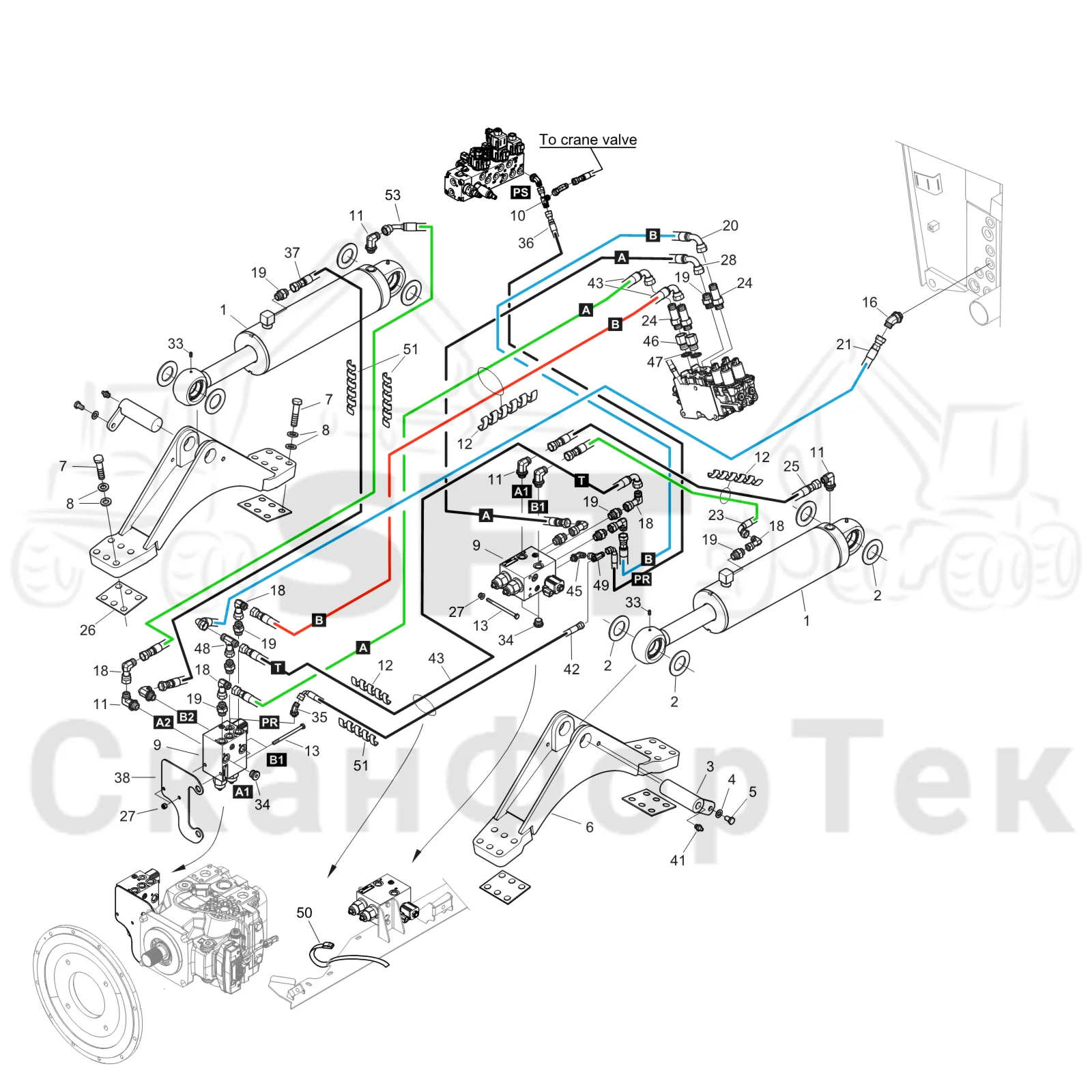 Схема: Komatsu / Форвардер / 855 S/N 8550022010- / Каталог запасных частей / шасси / Подъемник каретки / Подъемник каретки Advanced