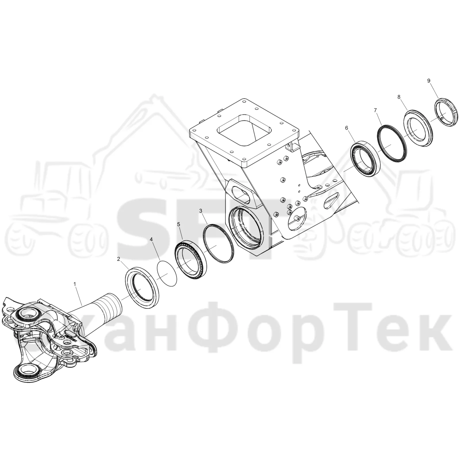 Схема: Komatsu / Форвардер / 855 S/N 8550022010- / Каталог запасных частей / шасси / Сочленение / Рама с шарнирным сочленением