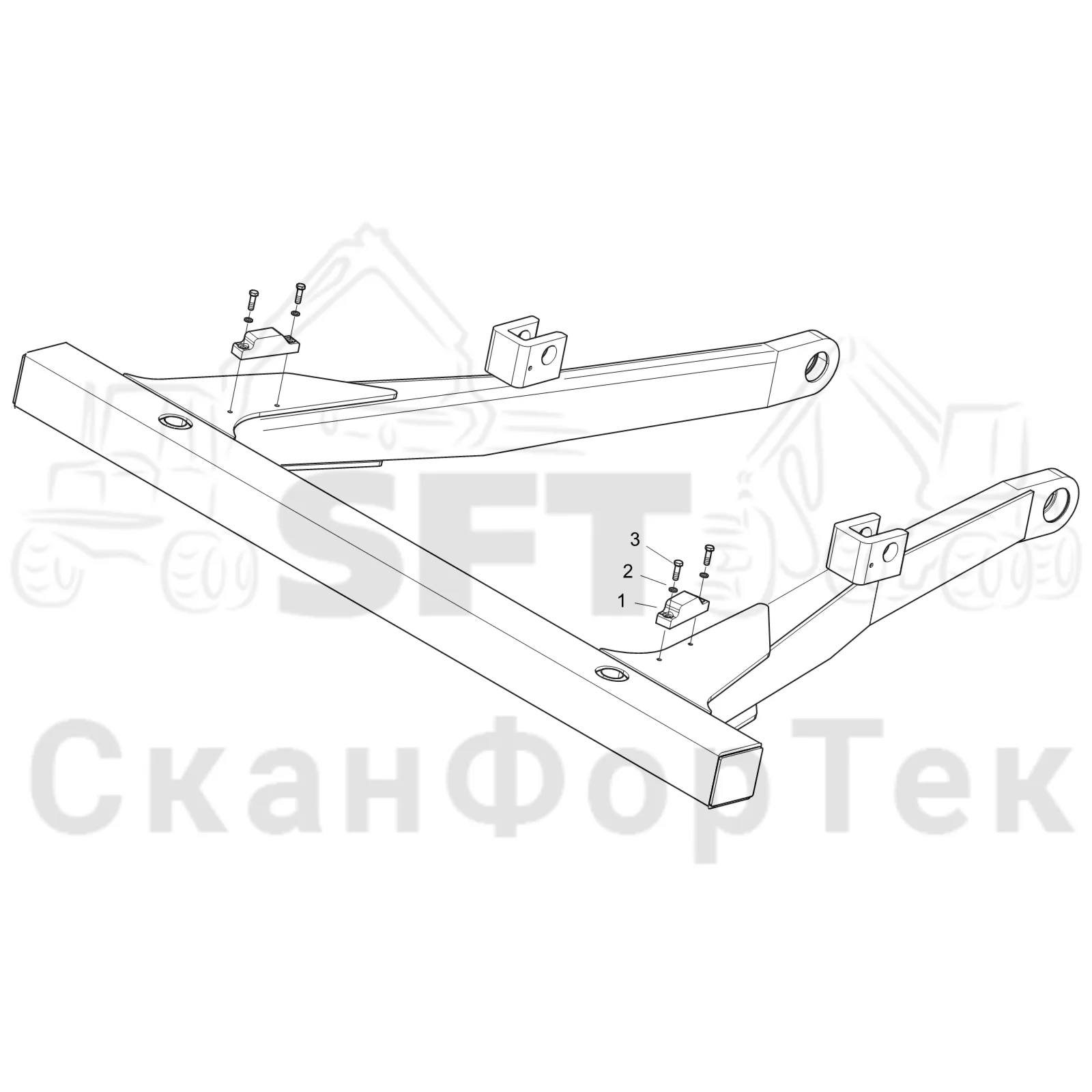 Схема: Komatsu / Форвардер / 855 S/N 8550022010- / Каталог запасных частей / шасси / Строгальное лезвие / Стопор