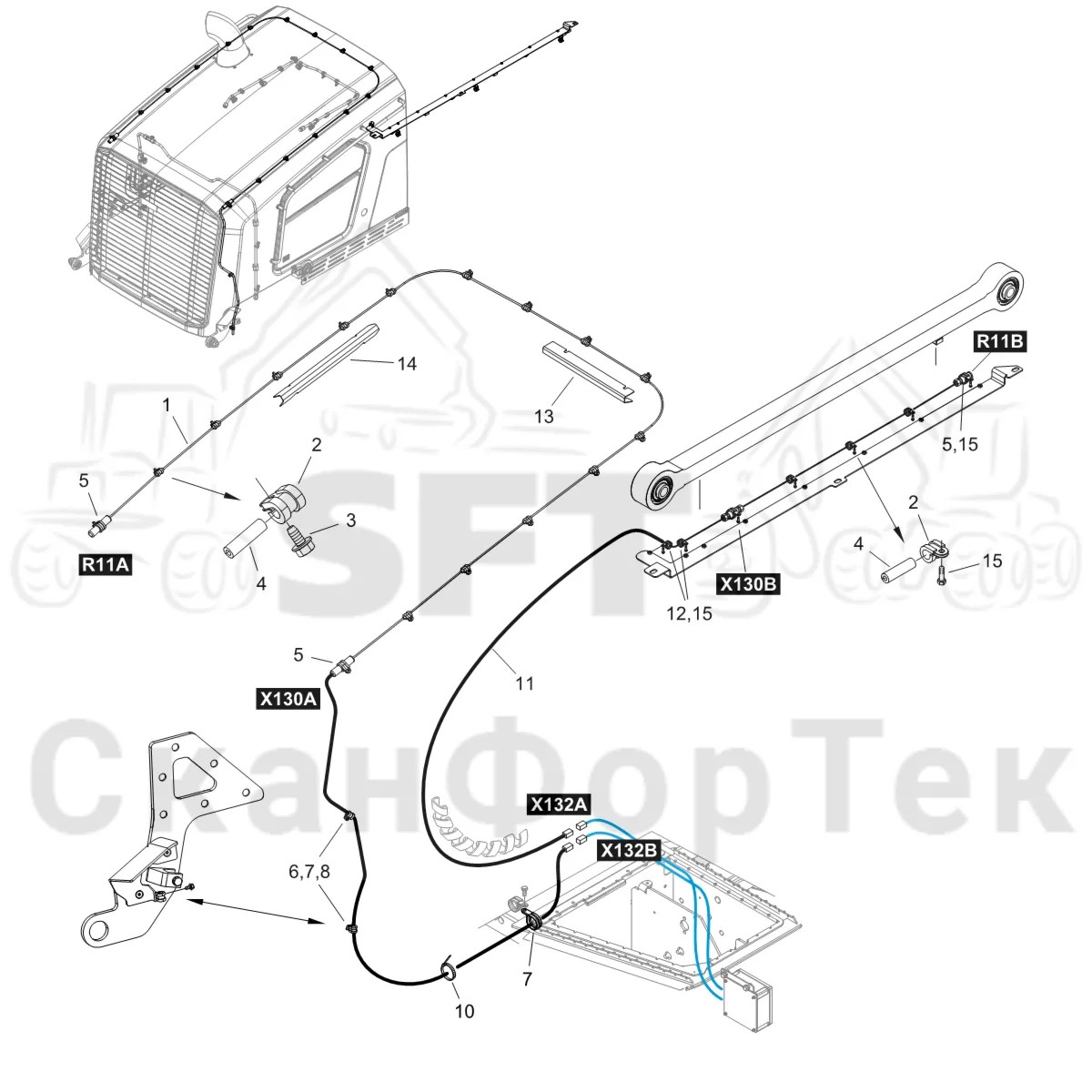 Схема: Komatsu / Форвардер / 855 S/N 8550022010- / Каталог запасных частей / шасси / Пожаротушение / Пожаротушение Датчик Comfort Ride