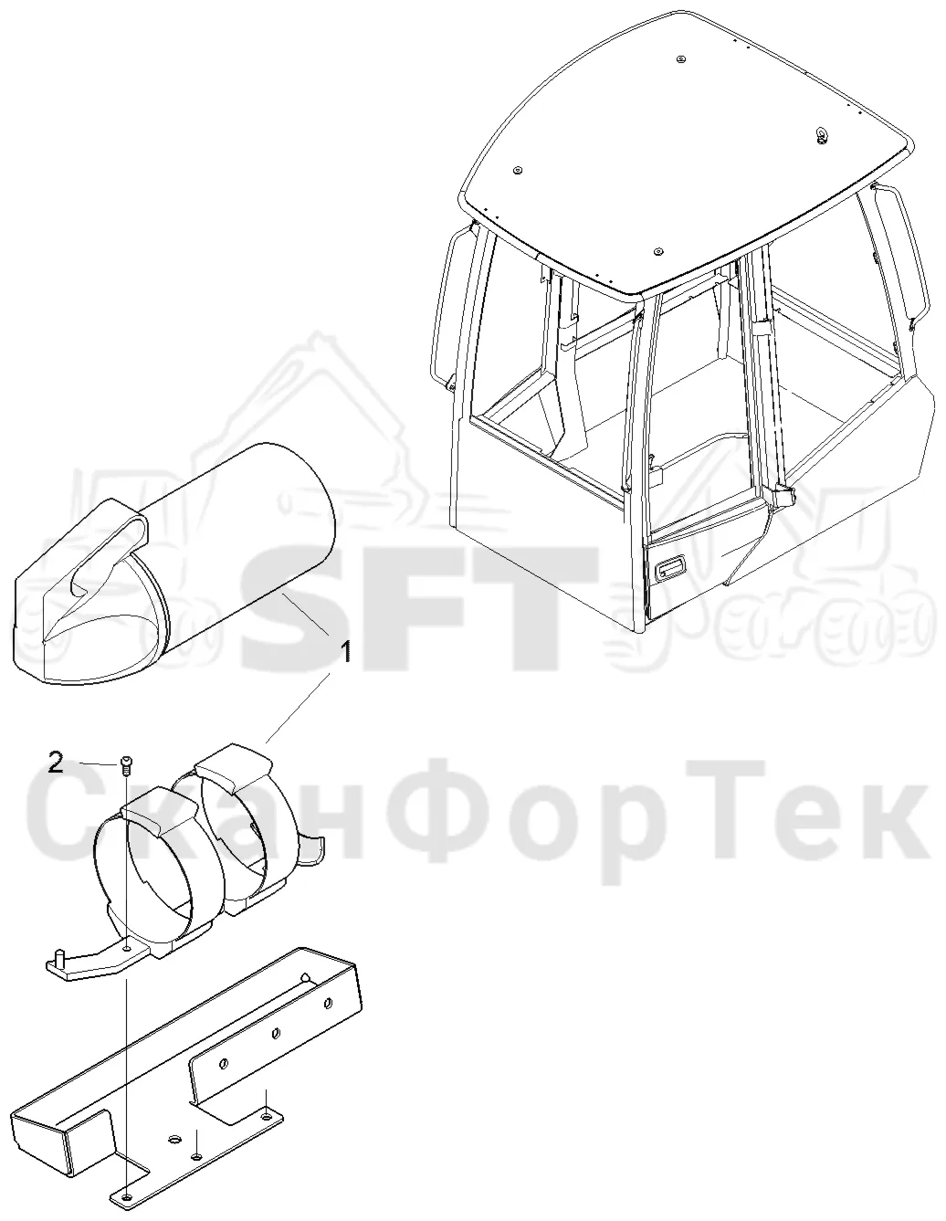 Схема: Komatsu / Форвардер / 875 S/N 8750000010- / Каталог запасных частей / шасси / Пожаротушение / Огнетушитель