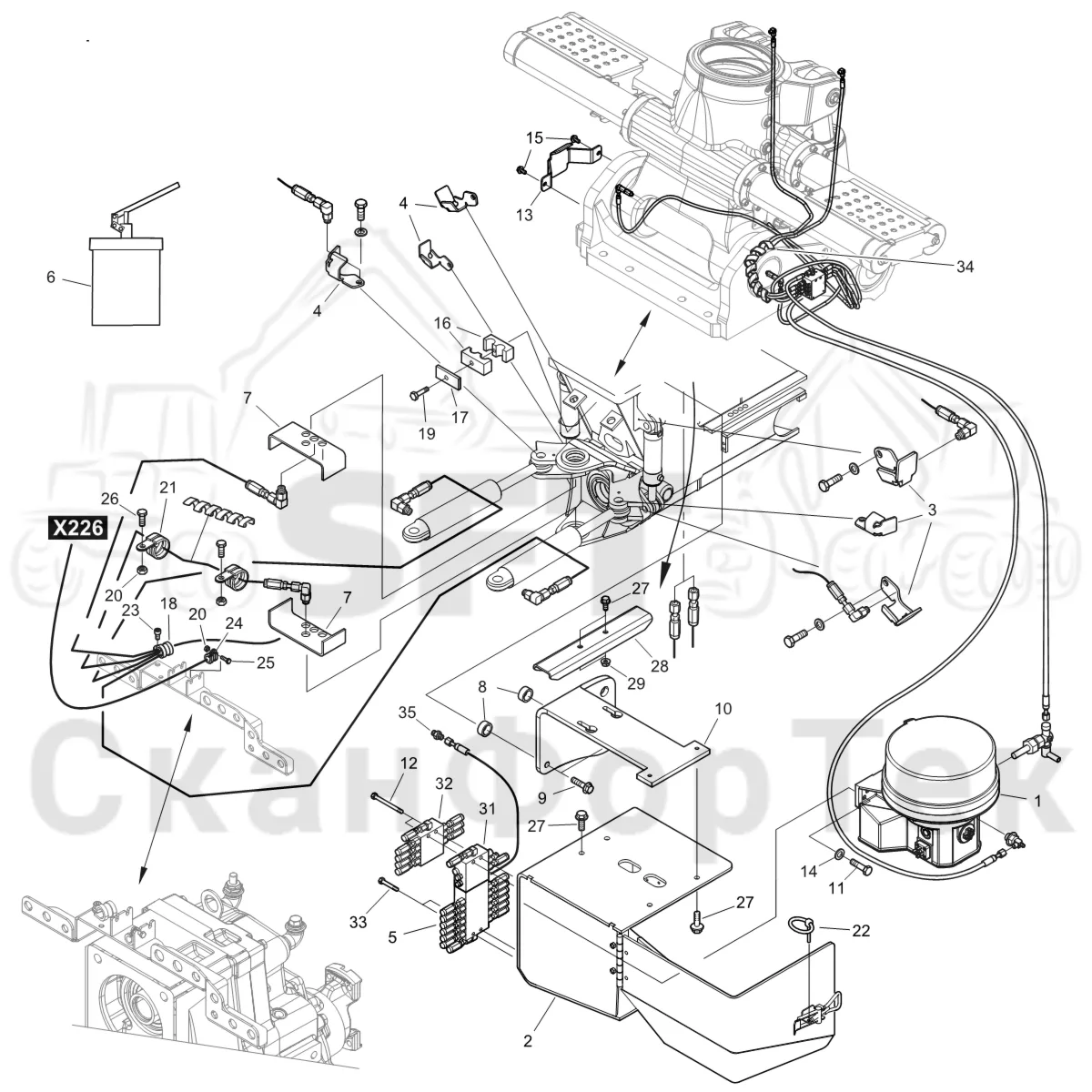 Схема: Komatsu / Форвардер / 855 S/N 8550022010- / Каталог запасных частей / шасси / Смазка / Центральная смазка
