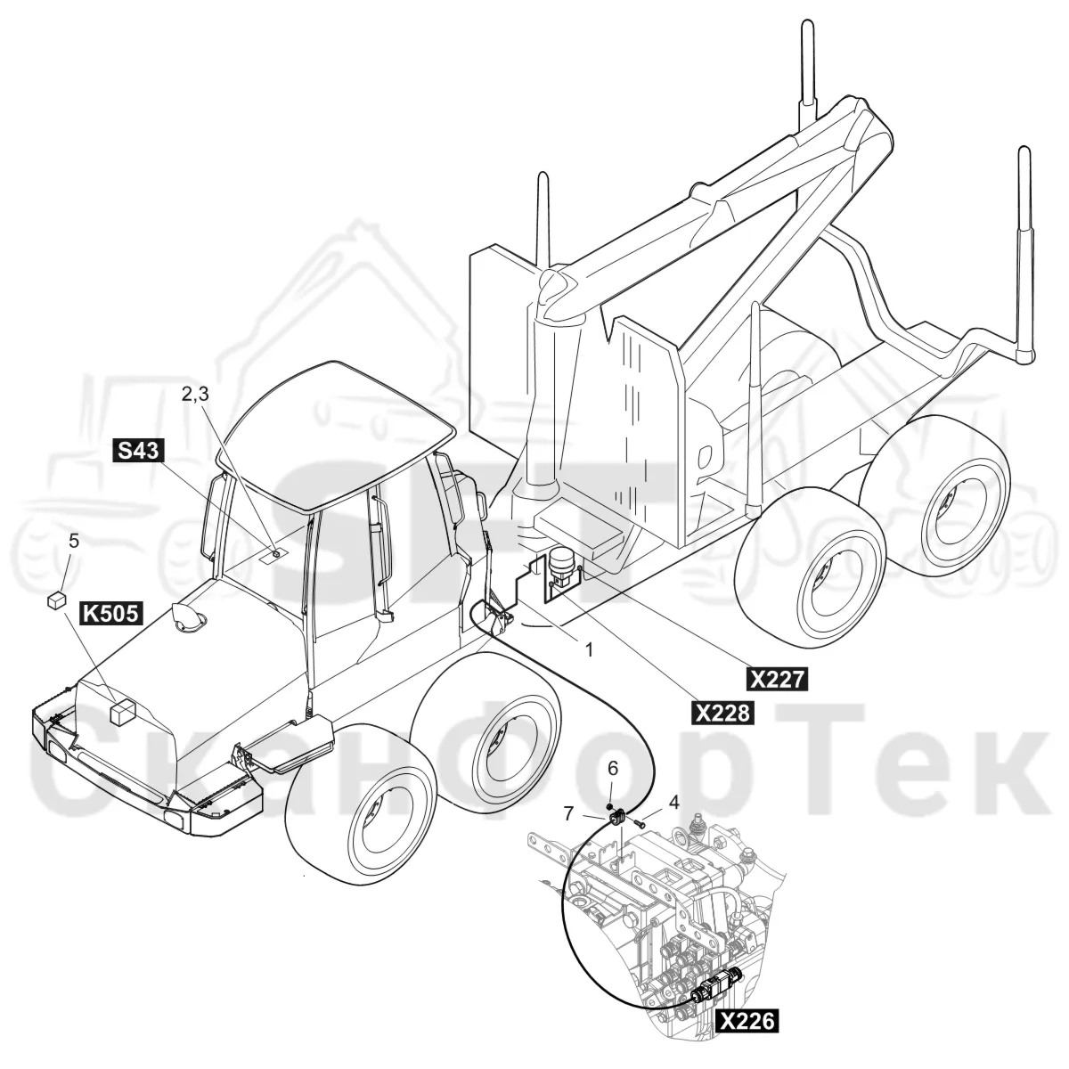 Схема: Komatsu / Форвардер / 855 S/N 8550022010- / Каталог запасных частей / шасси / Смазка / Комплект электрооборудования