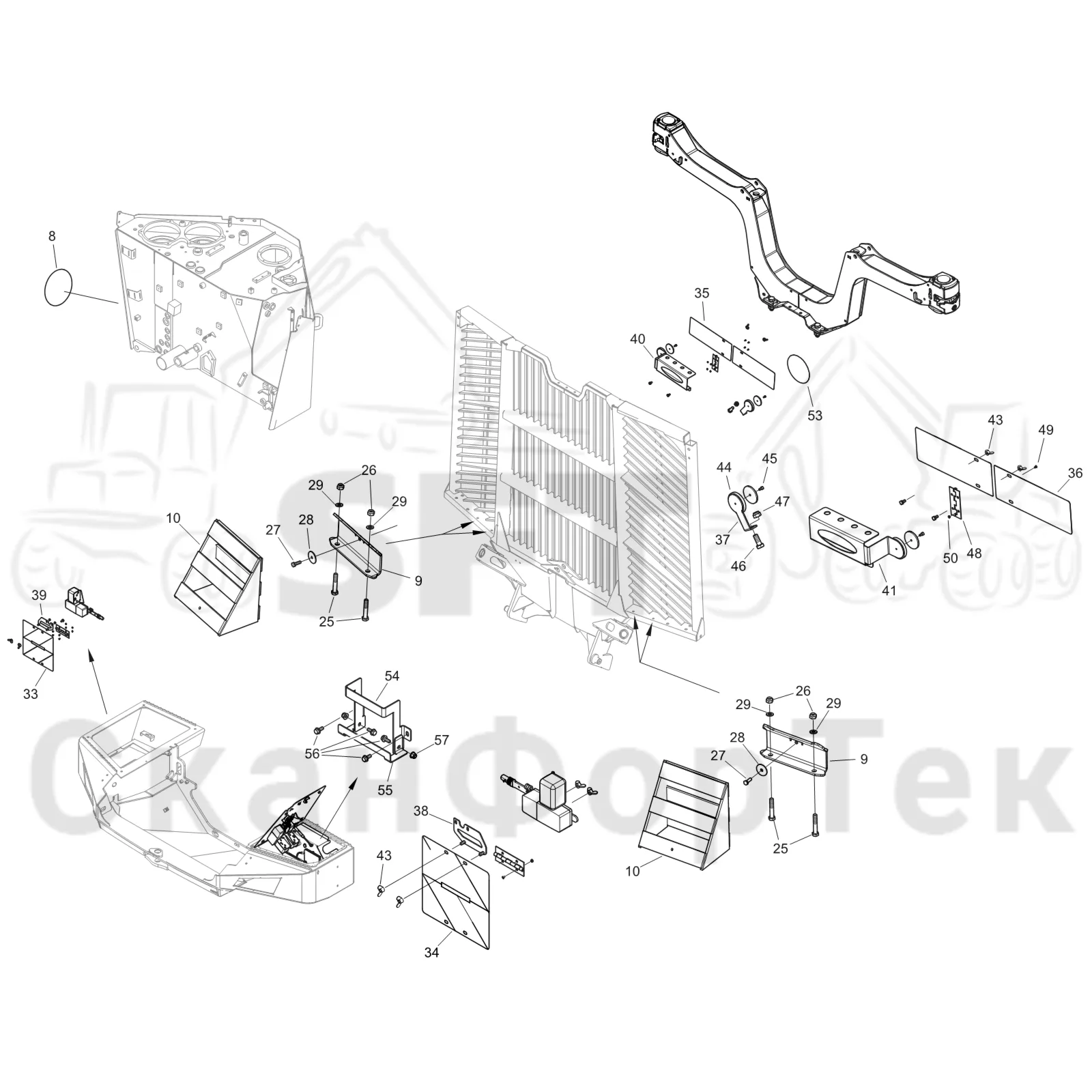 Схема: Komatsu / Форвардер / 895 S/N 8950011010- / Каталог запасных частей / шасси / Различное оборудование / German equipment