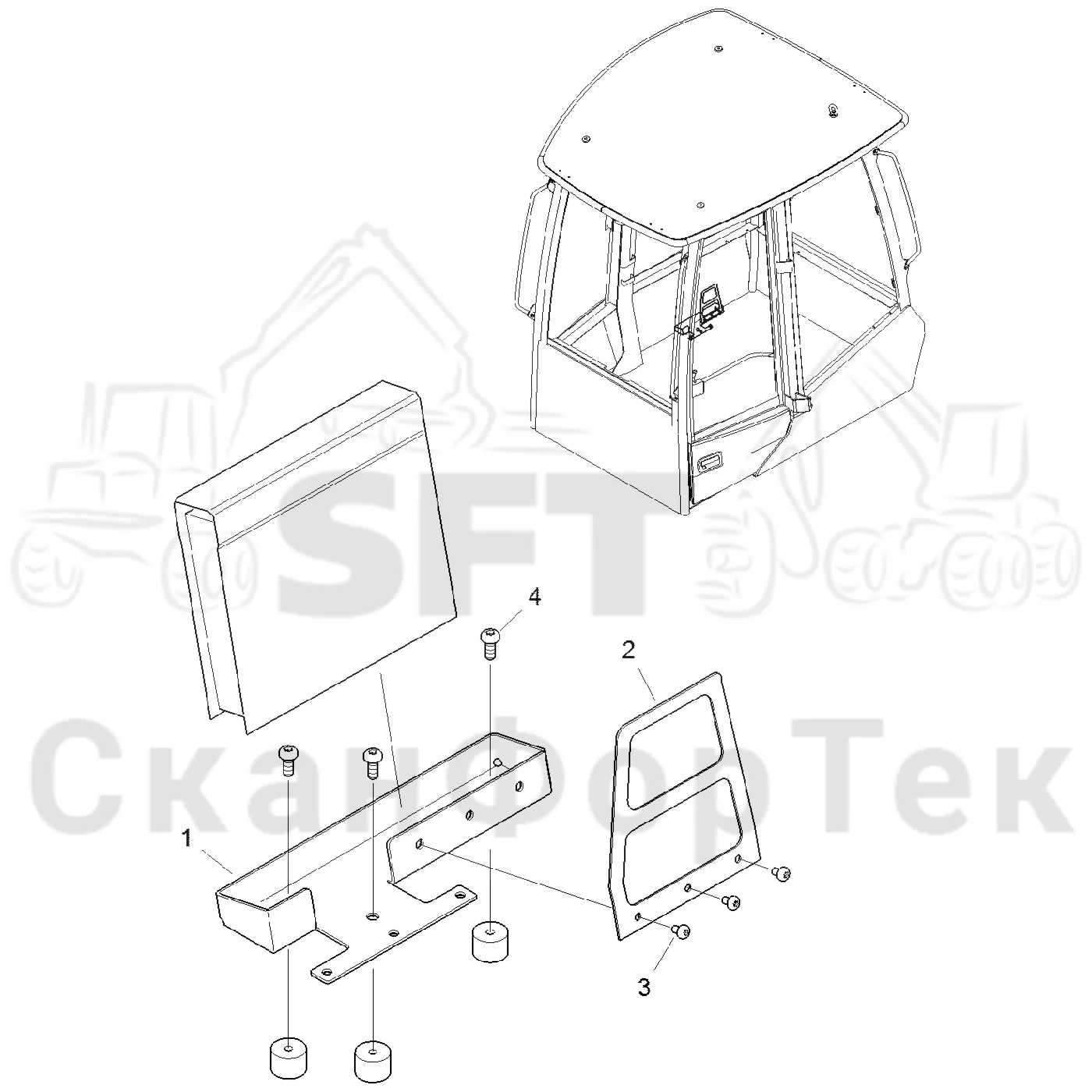 Схема: Komatsu / Форвардер / 855 S/N 8550022010- / Каталог запасных частей / Кабина / Салон / Кронштейн